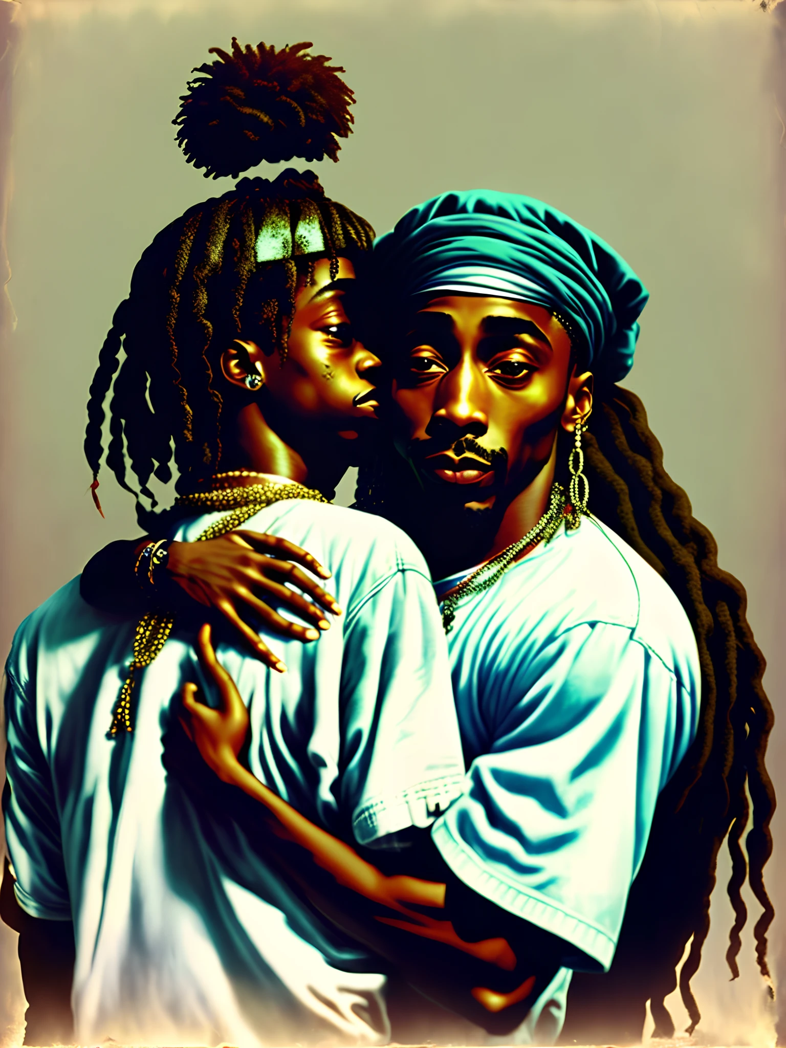 Tupac hugging lil wayne