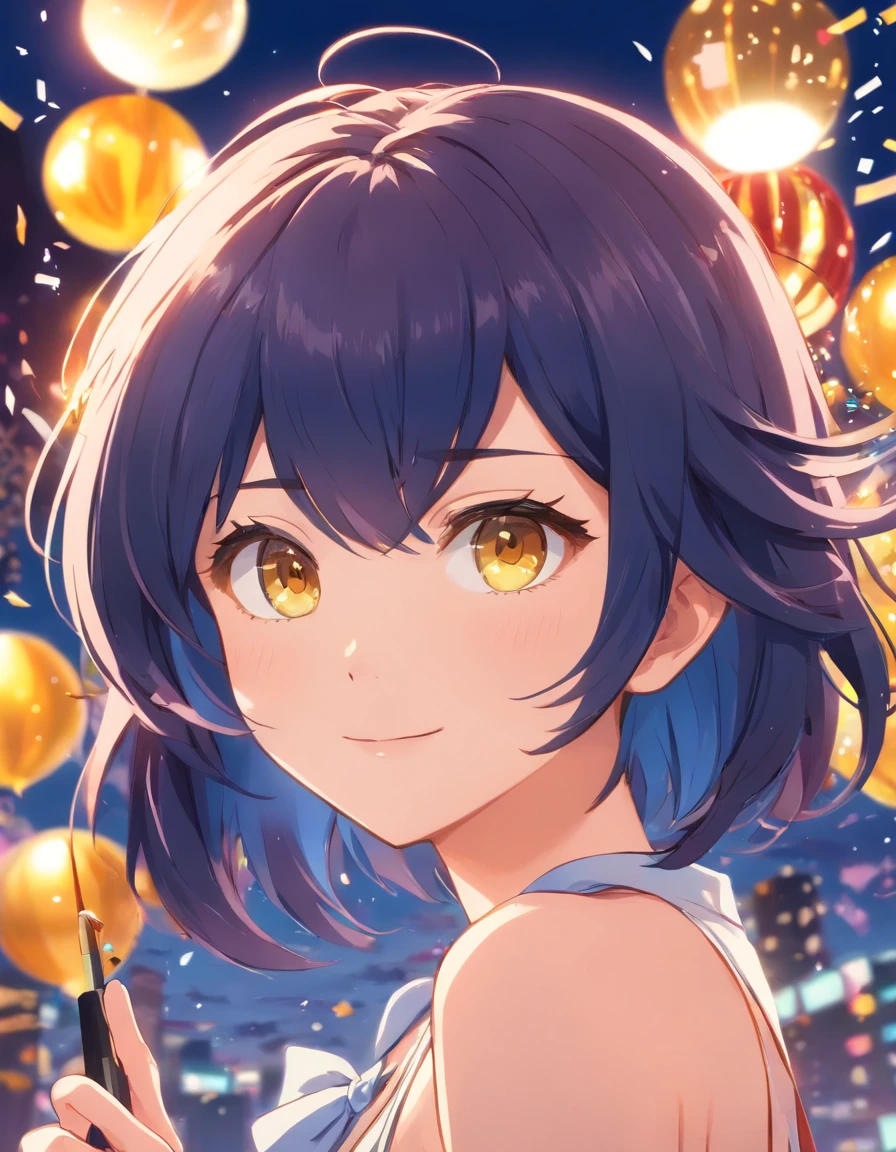 New Year's card: New Year's card of Japan,Happy New Year,New Year’s Day, ,Yuhi Shimabara,lipgloss,Blue black hair,short disheveled bangs,Jagged cowlick,long locks,Medium Hair,Thick eyebrows,sharp yellow eyes