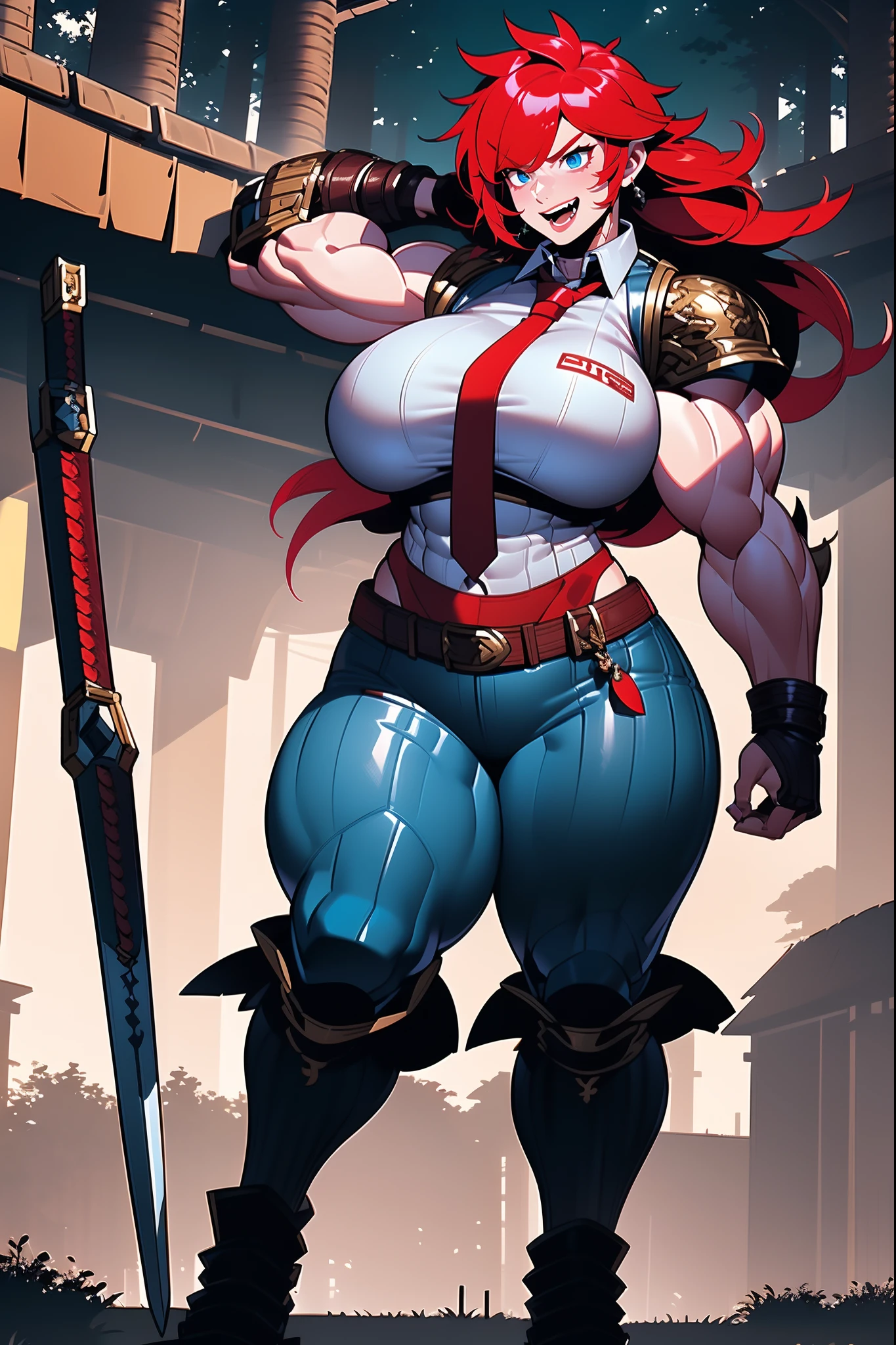 (masterpiece), best quality, female warrior, huge girl, female muscular:1.2, straight hair, ginger hair, massive breast, curvy, ((thick thighs:1.4)), (((blank background))), ((full body)), fingerless gloves, sandals, sleeveless, covered nipples, (underboobs:1.3), medium hair, thin hair, (very short skirt), blunt bangs, ((kneeling)), ((seiza))