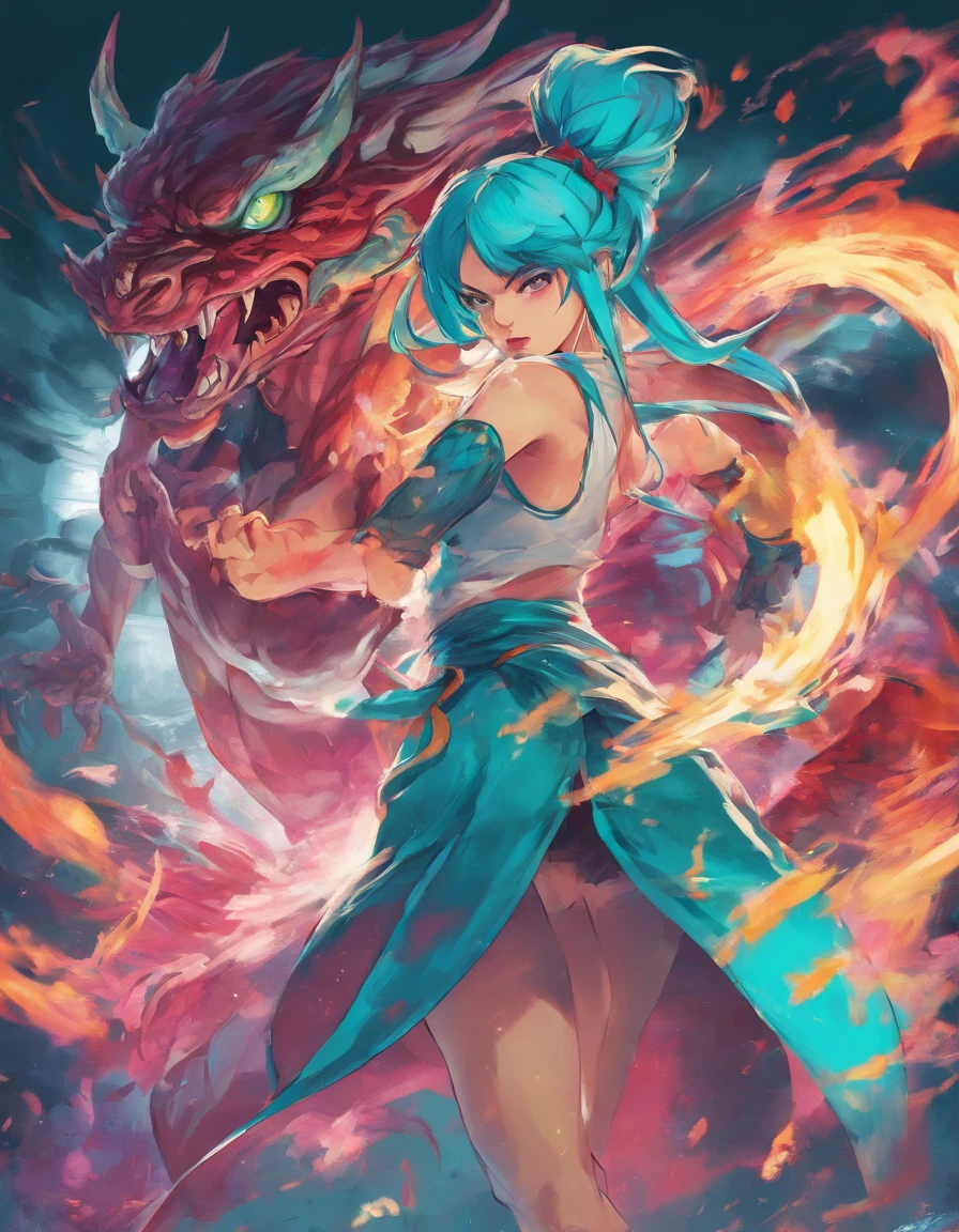 miku hatsune、Ascending Dragon Fist、Special Move、Fancy effects