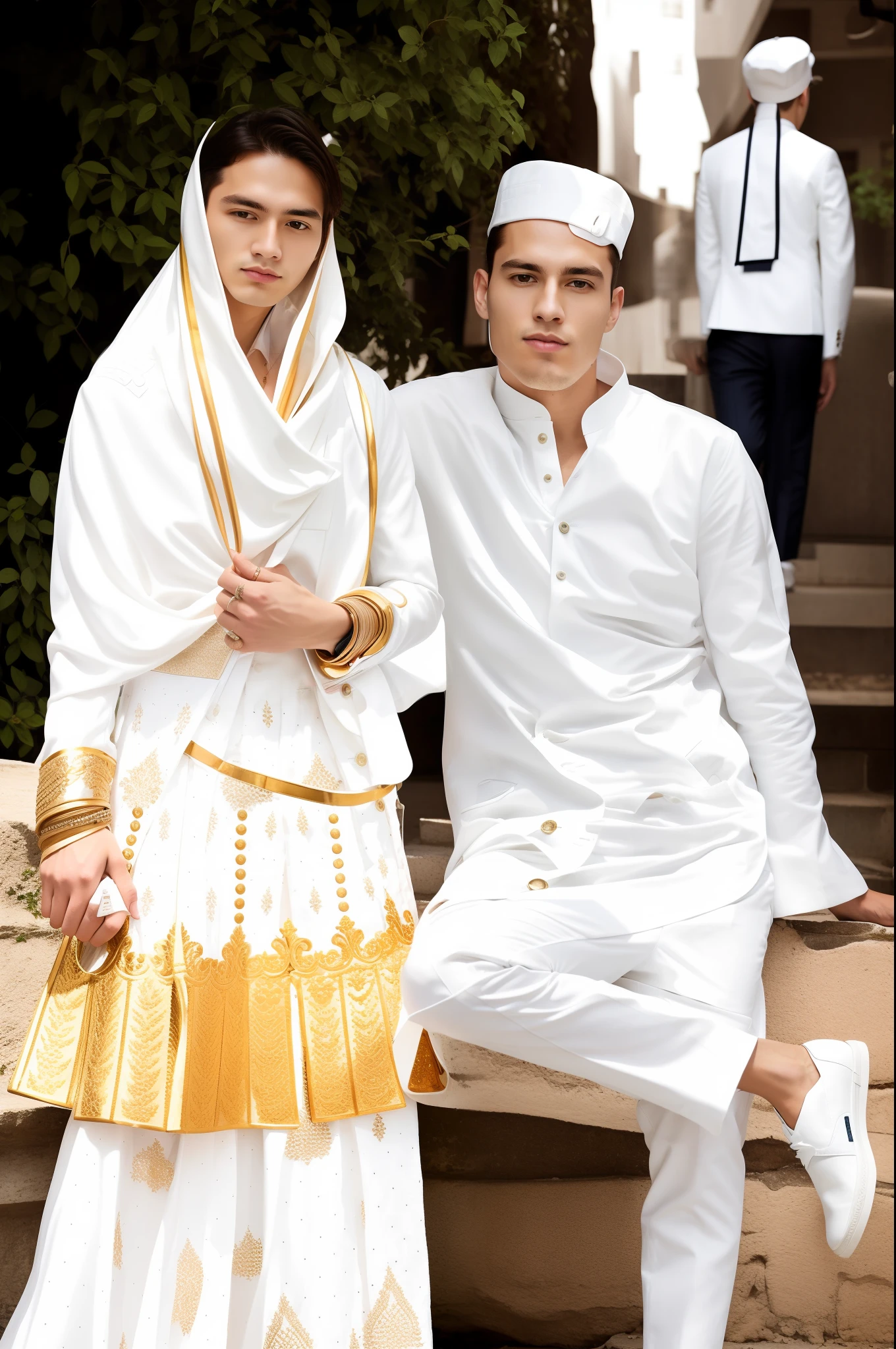 White suits and change baground cool pose high quality photo smooth shoes clour white king style