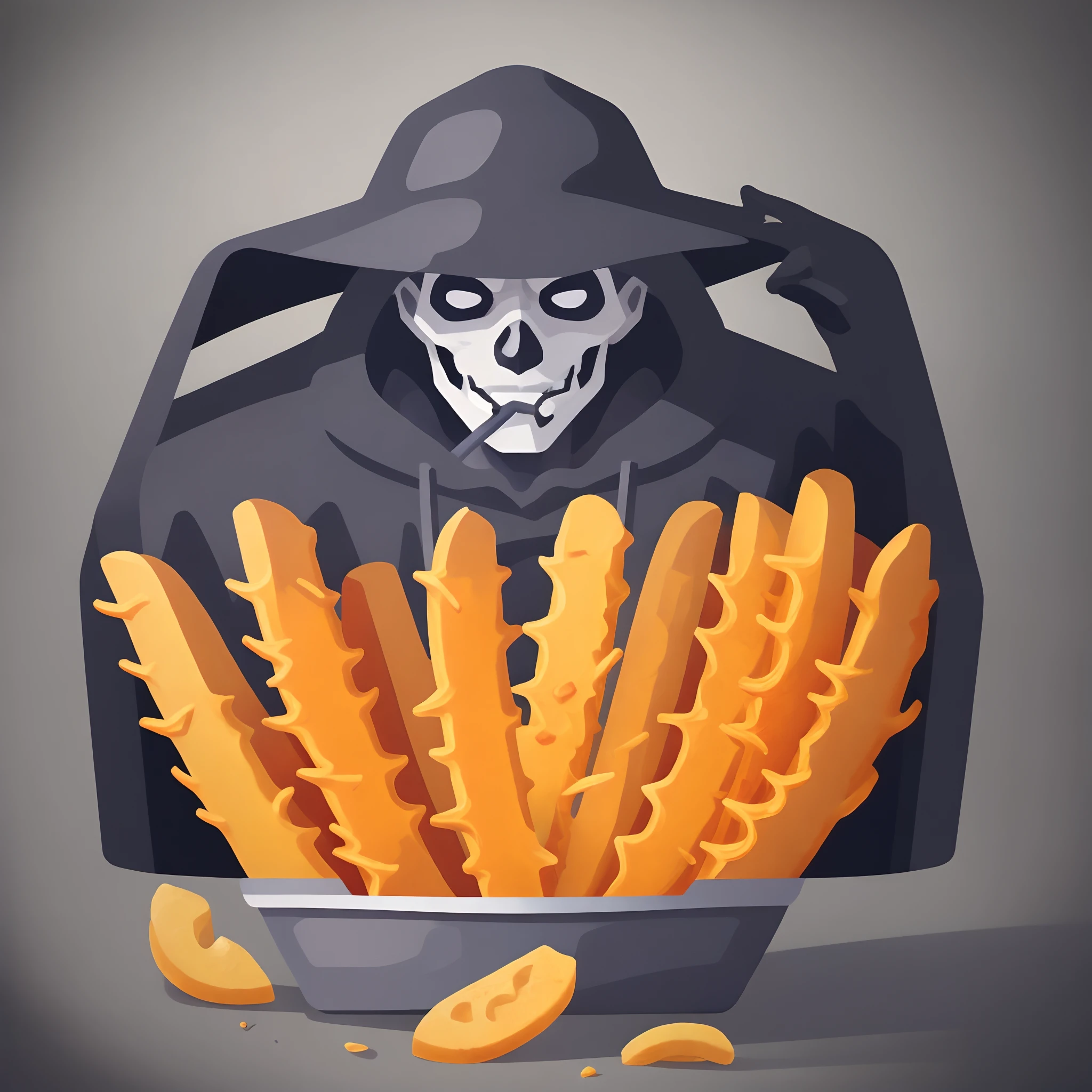 Grim Reaper eating French Fries