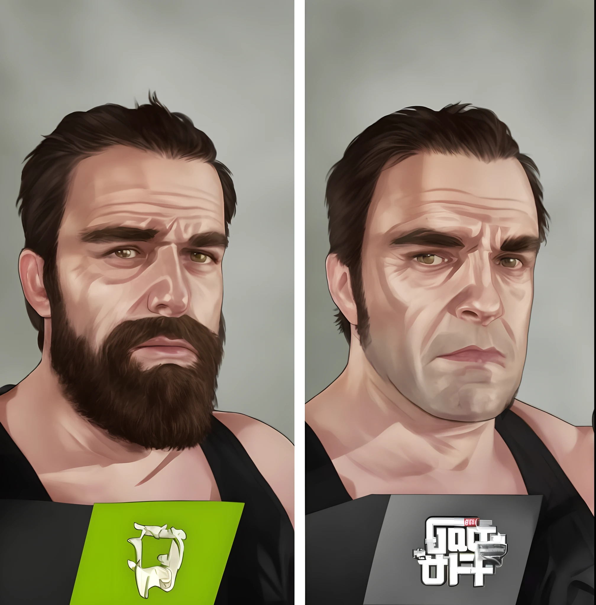 Two photos of me in the style of GTA V ARTWORK