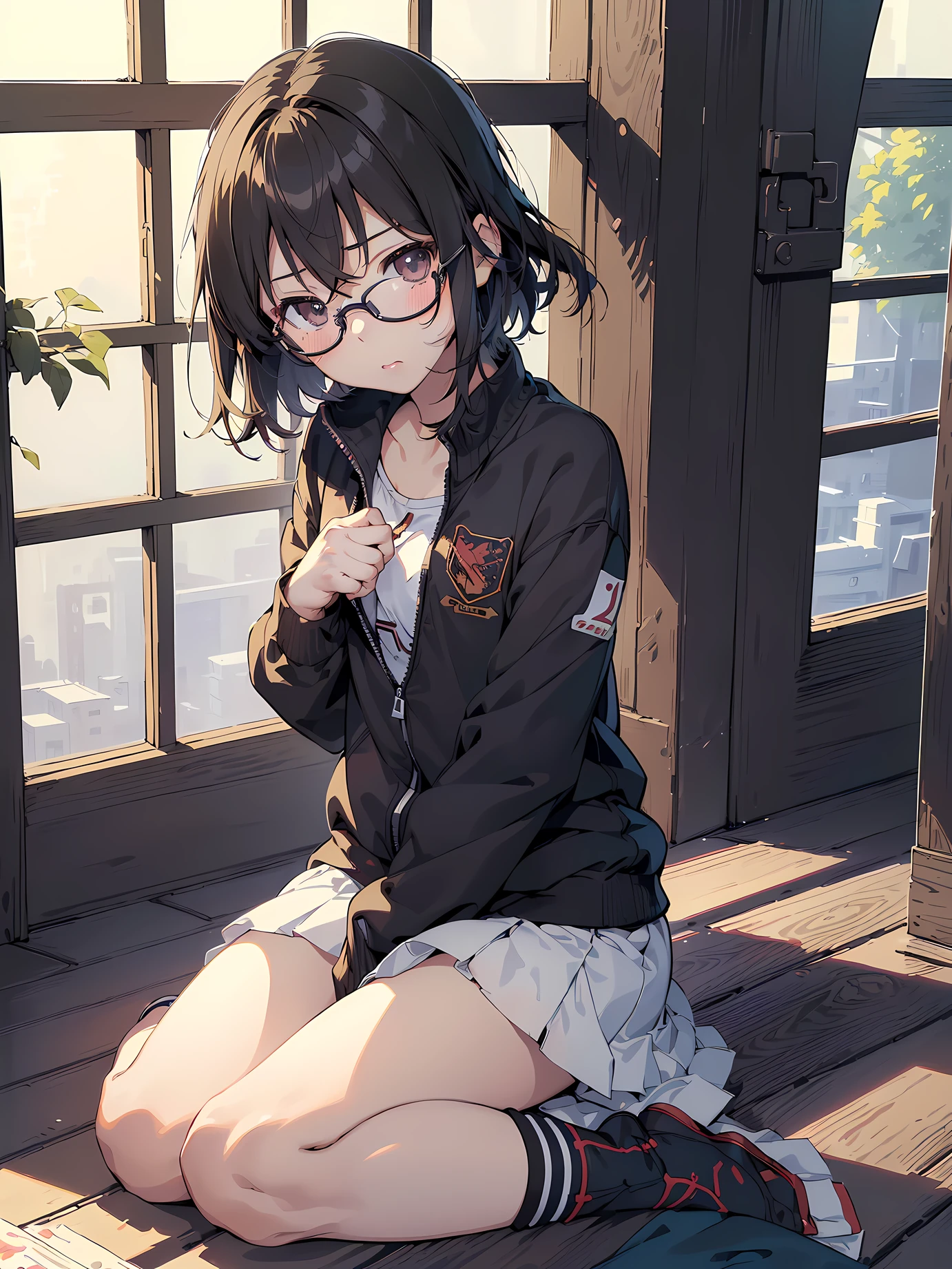 top-quality,High resolution,1girl, (japanese with wearing glasses), (Solo,Loli face,:1.5),a junior high ),Full limbs,complete fingers,flat chest, Small butt,Sleepy eyes,groin,Beautiful detailed black eyes, track suit, (Detailed Lighting), (Detailed background), (one's own room),break,nsfw,sexual attraction,crawl on all fours,(MatCap Shader, textile shading, masterpiece, High quality, Exquisite, highres best quality, cute illustration, mitsumi misato style, ultra-detailliert,Extremely delicate:1.5),