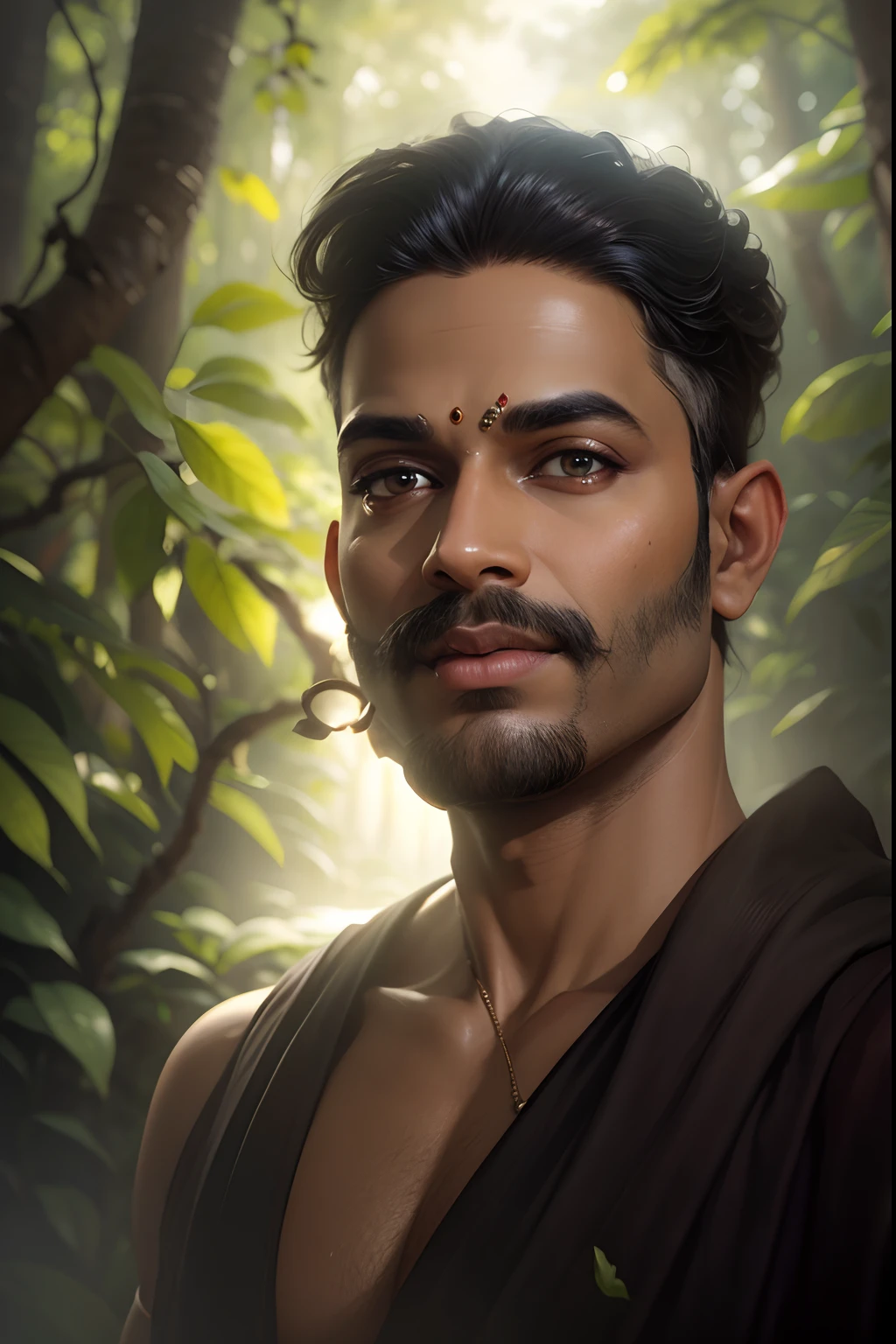 Change background as forest, realistic face like lord Sree Krishna, 8k