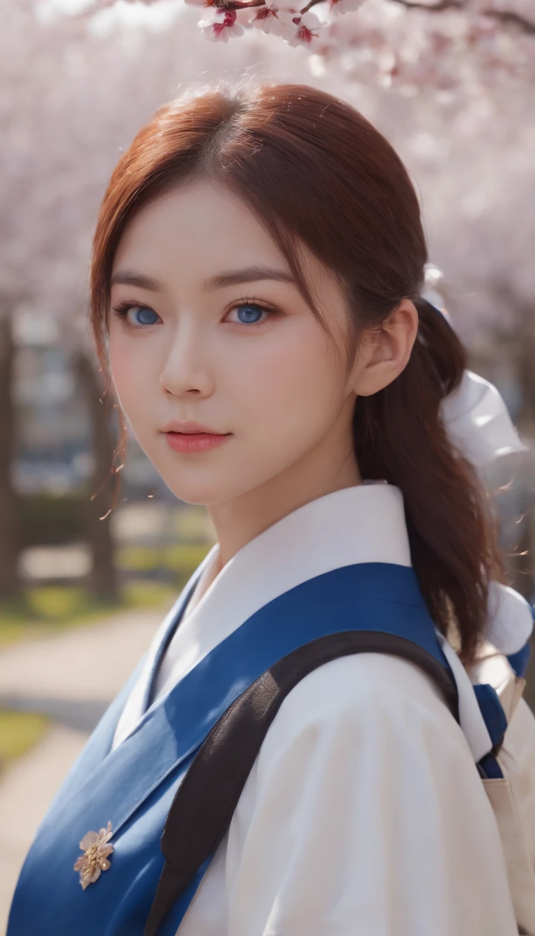 (masutepiece, Photorealsitic:1.4), (up close shot:1.3), (Japanese high school students:1.3), (Return home at sunset:1.3), (Blue and white uniform:1.4), (Undercut hairstyle:1.3), (bright two-color eyes:1.4), (Backpack on shoulder:1.2), (Stroll through the park where cherry blossoms bloom:1.2), (Charming and innocent gaze:1.3), (Quiet and warm sunset light:1.2), (Captured uniform details:1.3), (Cherry blossom petals rustling in the breeze:1.2), (Subtle blush on the cheeks:1.2), (zora々Charm:1.2), (Beautifully styled hair:1.3), (Expressive eyes,Shine with excitement:1.2), (Peaceful and charming atmosphere:1.2), (Capture emotions and details perfectly:1.2), Cinematic, ultra-detailliert, insanely detaileda, Beautifully color graded, Illusion Engine, degrees of freedom, Hyper-Resolution, Megapixel, cinematic lightening, Anti-aliasing, FKAA, TXAA, nffsw, SSAO, post processed, post, tonemapping, ..CGI, VFX, tokusatsu, insanely detailed and intricat, Hyper maximalist, Ultra photo realsisim, volume, Photorealistic, A hyper-realistic, Ultra-detailed, Intricate details, 8K, super detailed, fulcolor, Volumetric lightning, nffsw, Realistic, Illusion Engine, 16 K, Sharp Focus, Octane render --v testp、cute little、large full breasts、nipples are large