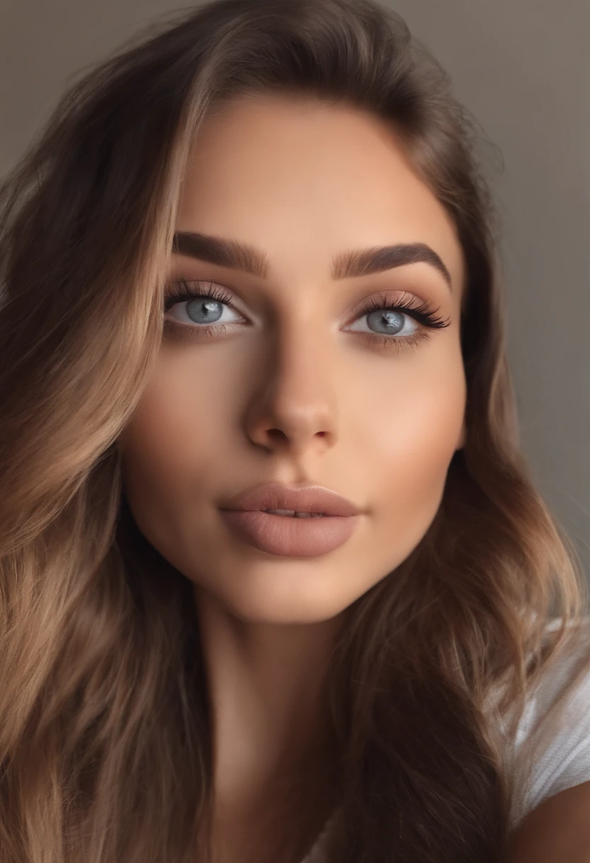 Femme arafed, fille sexy aux yeux bruns, Portrait Sophie Mudd, cheveux bruns et grands yeux, selfie of a young woman, Yeux de chambre, Violet Myers, sans maquillage, maquillage naturel, looking straight at camera, Visage avec Artgram, Maquillage subtil, Superbe photo du corps entier, clivage