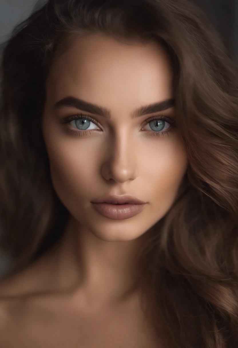 Femme arafed, fille sexy aux yeux bruns, Portrait Sophie Mudd, cheveux bruns et grands yeux, selfie of a young woman, Yeux de chambre, Violet Myers, sans maquillage, maquillage naturel, looking straight at camera, Visage avec Artgram, Maquillage subtil, Superbe photo du corps entier, clivage