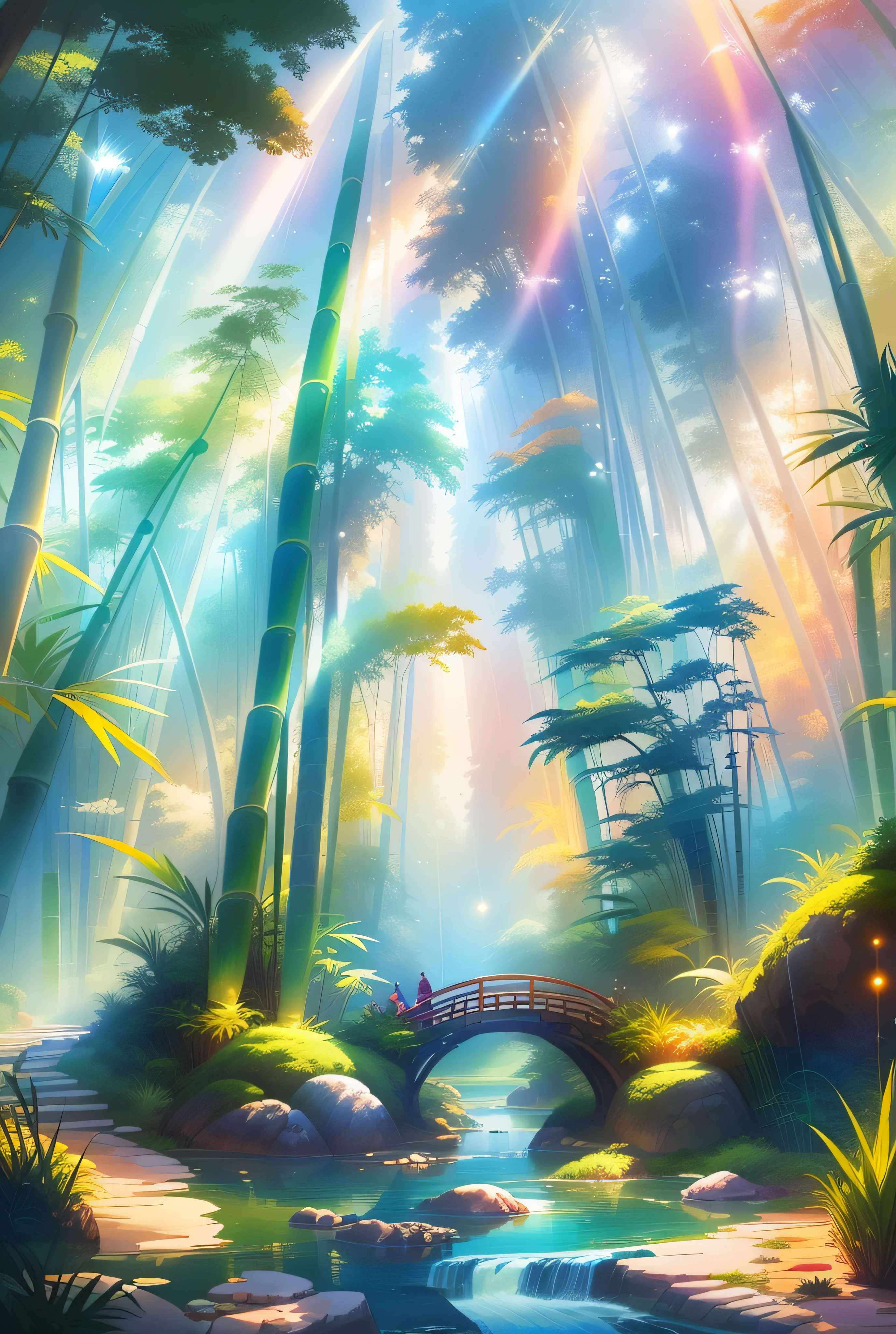 Painting a river in a bamboo forest,The sun shines through the bamboo forest, Anime background art, anime beautiful peace scene, beautiful anime scenery, Anime lush John 8K bamboo forest, mystical forest lagoon, Anime Nature, Bamboo forests and rivers,River in a bamboo forest, anime landscape wallpapers, Tranquil lush bamboo forest, anime backgrounds, anime nature wallpap, Gentle sparkling bamboo stream
