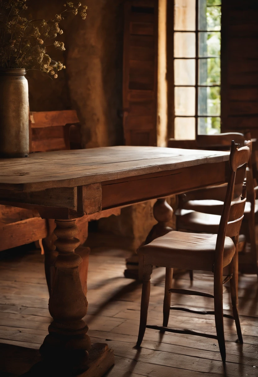 A photo of a rustic table, detalhada e colorida. Italia