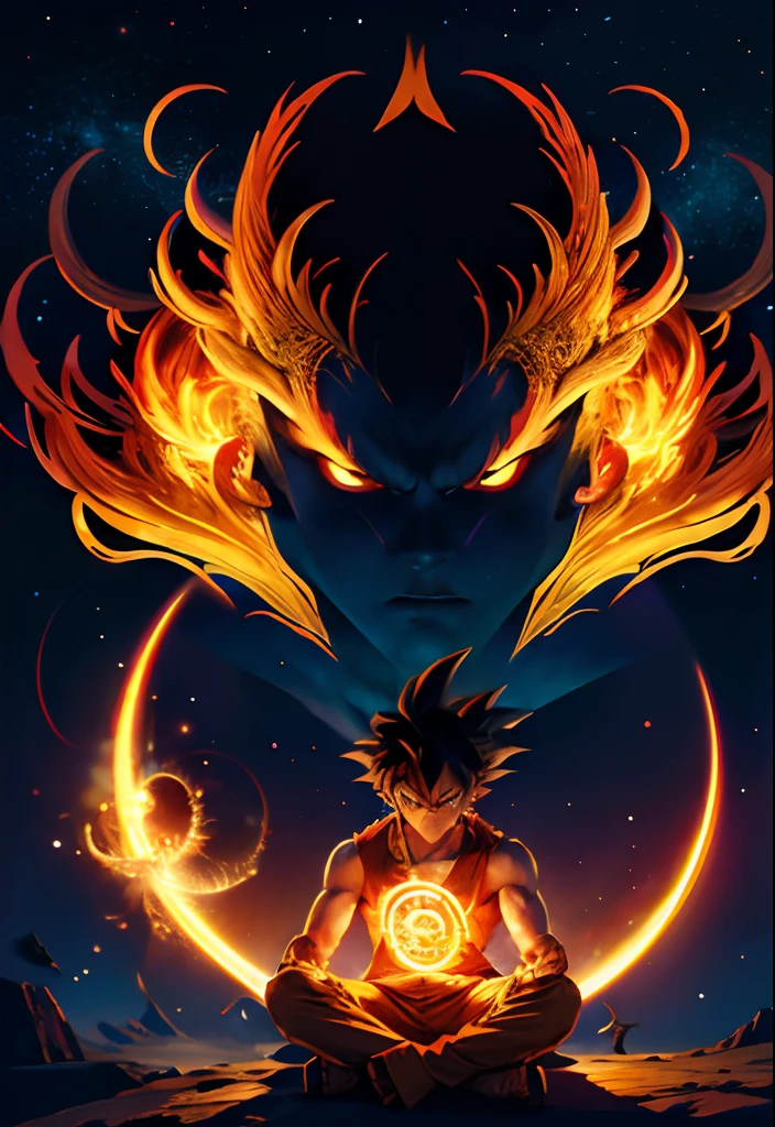 Goku shenlong (obra-prima, qualidade superior, melhor qualidade, arte oficial, beautiful and aesthetic: 1.2), (1boy), extremamente detalhado, (arte fractal: 1.3), colorido, mais detalhado