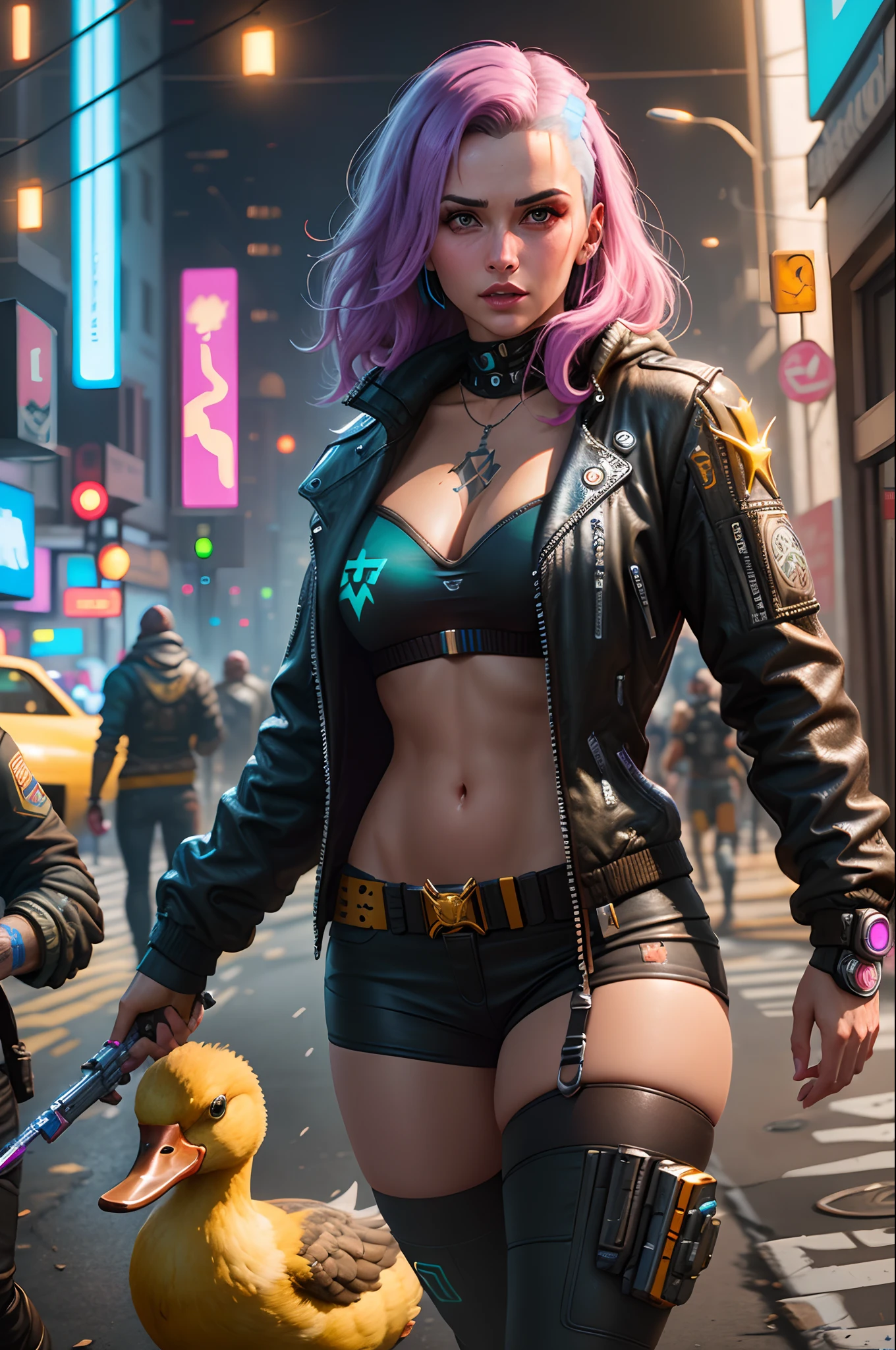 Cyberpunk 2077 V and Rebecca shutting on duck
