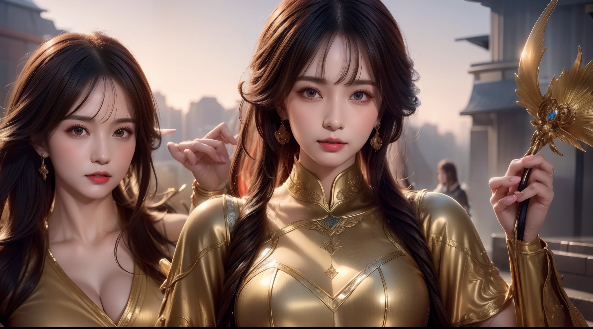 Xianxia World,portrait,Beautuful Women,Gods,hyper-detailing,highly accurate,Ultra-precise,Fine,Retro,Rigorous quality,Accurately create CG unified 8k wallpapers,电影灯光,Fairy characters,Gods,clever,wings,Redlip