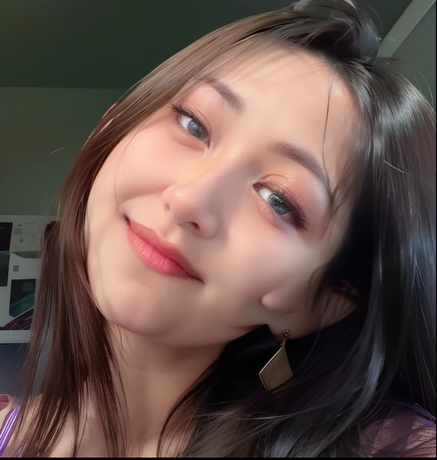 there is a woman with long hair smiling and looking at the camera, violet myers, headshot profile picture, profile image, she has a cute face, very very low quality picture, profile pic, she has a cute expressive face, beuatiful face, taken in the early 2020s, very silly looking, with cute - fine - face