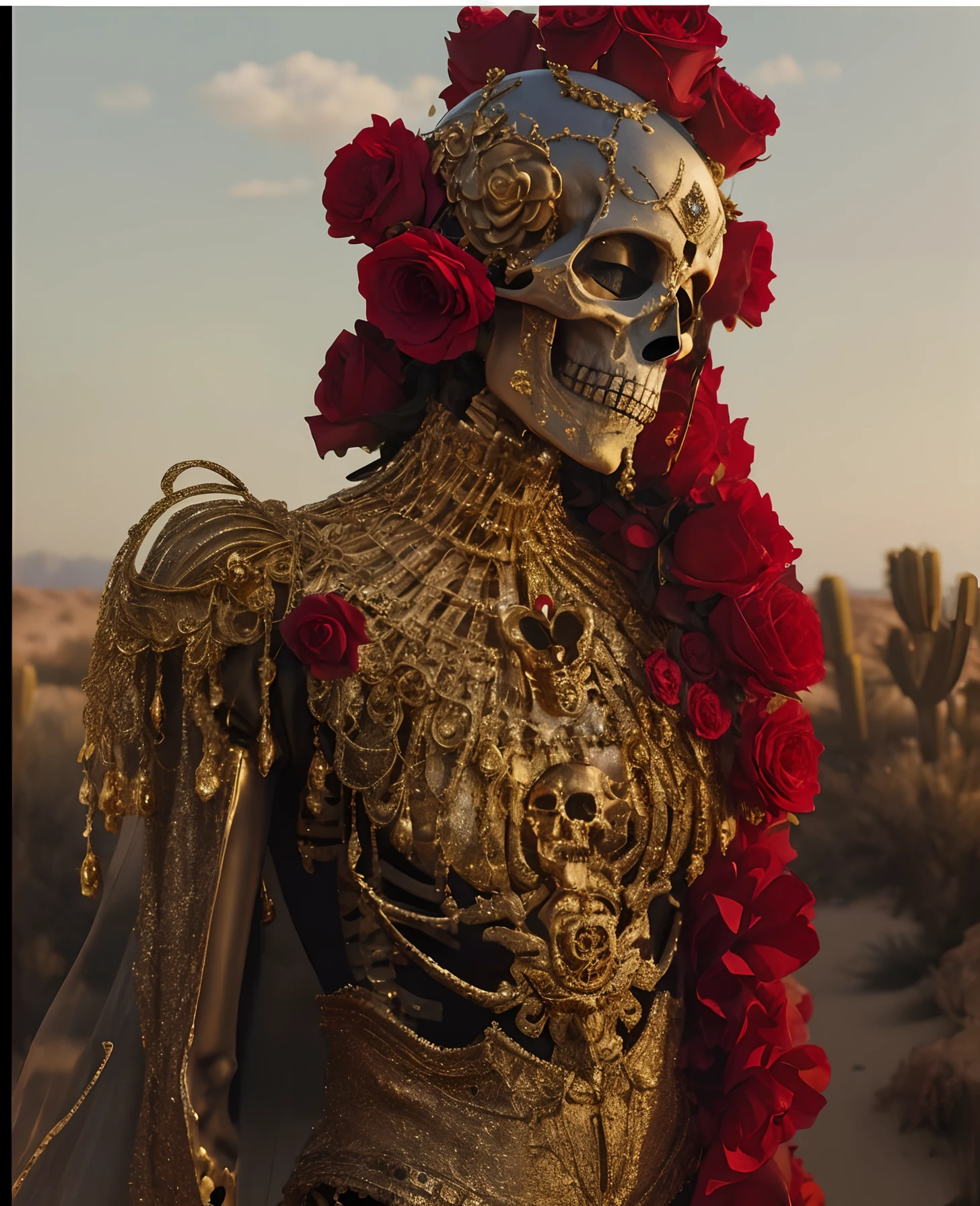 (Black and gold skeleton:1.37),(Blend perfectly with the background:1.37)