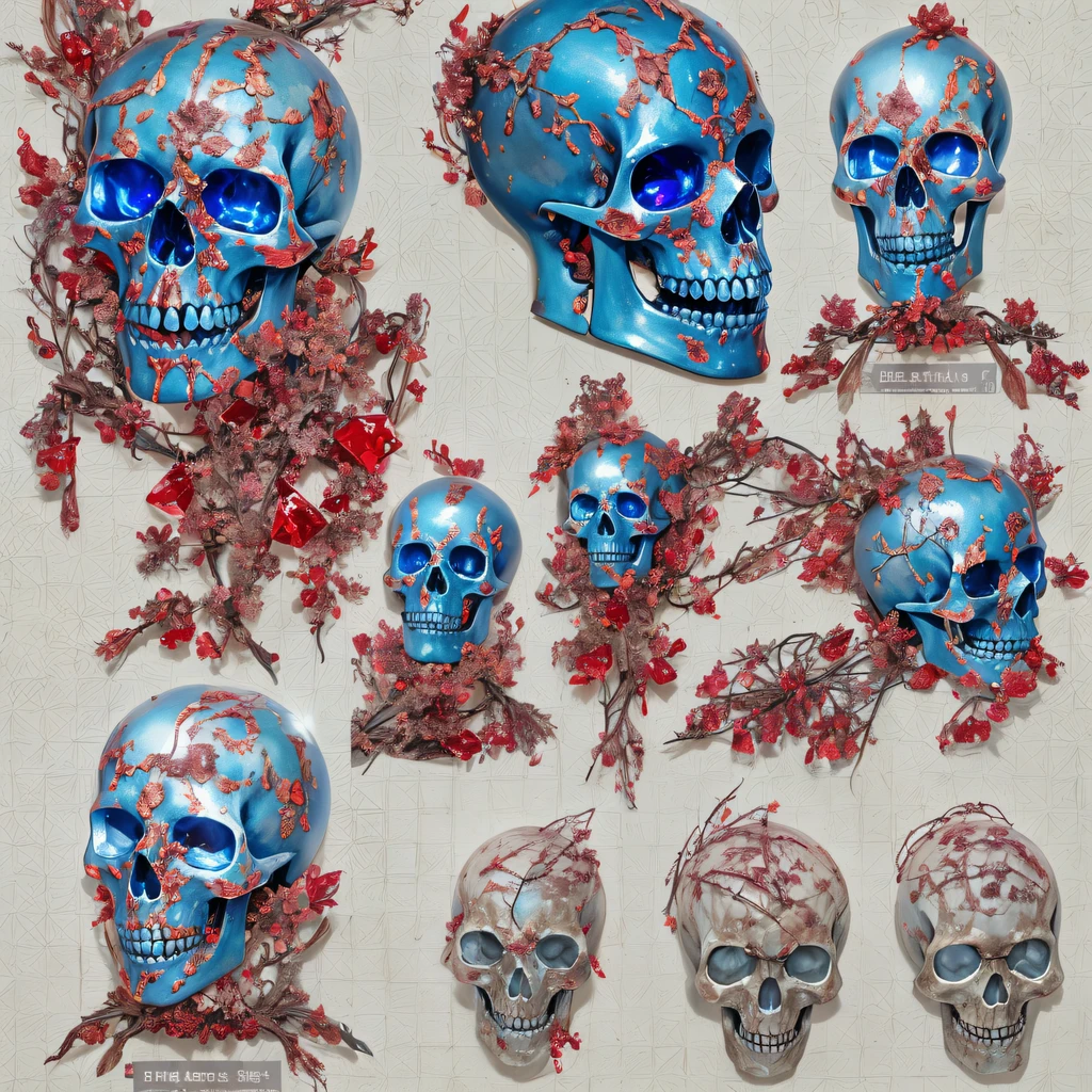 Cobalt blue tones,Openwork sandalwood material(best qualtiy,8K red crystal skeleton,Masterpiece)Mink cotton clothing,Bright blue and white feathers gold gold wire shoulder guards,Lower Tail Fire Tiger Female Taoist,Tailfire,Tattooed with,Genius ratio,Silicone texture,Short bright purple hair,3D modeling,4K,8K,16K smooth,When skull red crystals appear,Only heard, unseen,The red crystal skeleton explodes,That whistle echoed for a long time,It's like a prelude to impending death,The image of glass and red crystal is deeply rooted in antecedents,Fruit body,The skeleton red crystal shattered,Become everyone's nightmare red crystal, Wait until the red crystal appears,Wear glass skull sandalwood bark,Add a red crystal rod covered with a wire skeleton,Full of oppression,The glass man also carefully disguises his kindness,The Skeleton Red Crystal Man will become a weakness for survival because of its goodness,Hiding goodness is the way to survive in troubled times,Sandalwood Red Crystal Zombies are not scary,Human glass is terrible,The red crystal skeleton succeeded,Both are to protect the glass itself,It is also to protect yerba mate glass,Glass good and glass evil,Two sides of the seemingly opposite,But in Negan, There are two glasses on the same body, Face the enemy,The Red Crystal Skull is cruel,Glass people are not soft,Skull glass faces the person who wants to protect,Southern skeleton melons are also gentle and loving。(Soldier glass head)Tattooed with,Smoke billowed out,thin fog,Sandalwood skeleton red crystal(Abstract red crystal V splash:1.2), Lightning background,Sandalwood ruins(realisticlying:1.4),Black color hair,Flour fluttering,Telephoto lens high, A high resolution, the detail, RAW photogr, Sharp Re, Nikon D850 Film Stock Photo by Jefferies Lee 4 Kodak Portra 400 Camera F1.6 shots,Red crystal, Rich colors, ultra-realistic vivid textures, Dramatic lighting,8K quality,,Backstreets, Dark clouds lightning background(realisticlying:1.4)