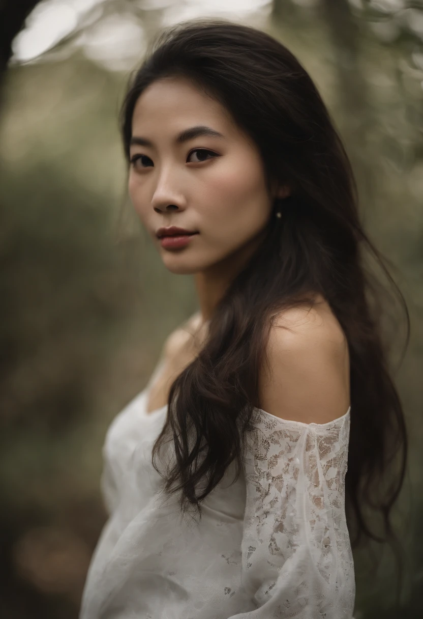 full length of a young petite heavily tattooed korean girl with enormously long hair, highly detailed beautiful flirty face, leaning forward, arched back, tall, slender, skinny tights, slim waist, sleeveless crop hoodie, exposed midriff, sexy risqué low waste cut off ultra-micro shorts, high stockings, natural breasts, small ass