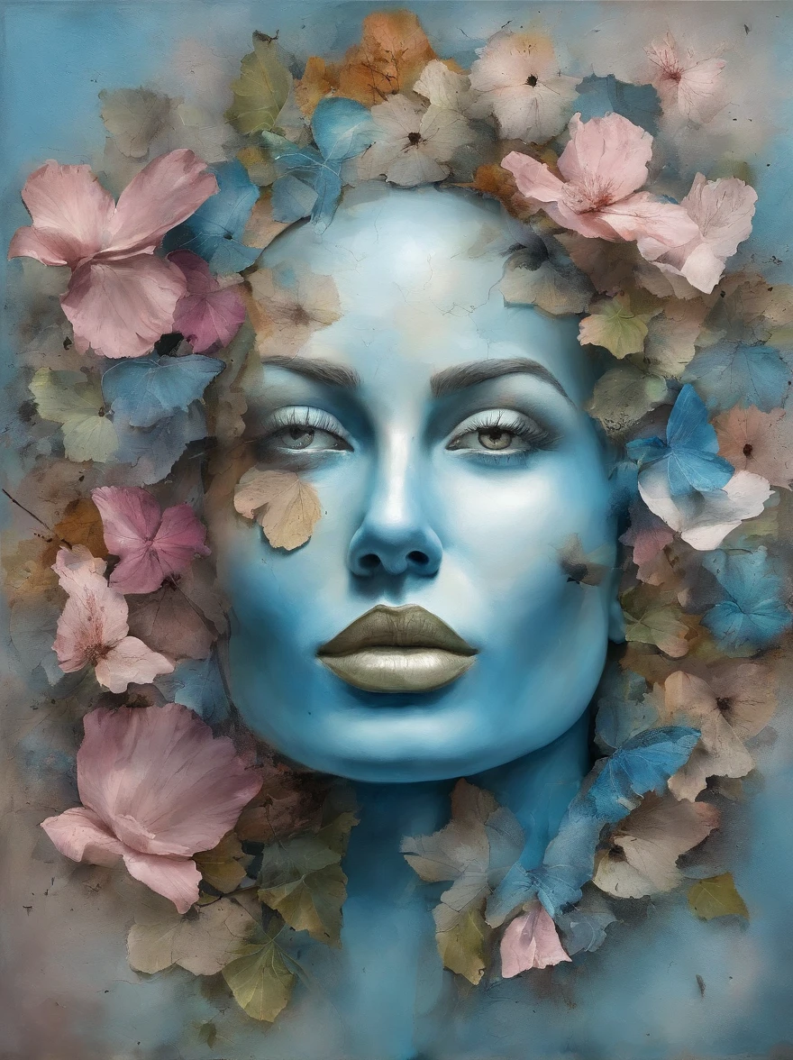 3D Puzzles , Beauty-Looks  , Rothaarige, Explosiver Gefechtskopf, Maschinenteile, die in das Gesicht eingebettet sind, Transient, inspiriert von Igor Morski, Dramatisches Kunstwerk, Fotomanipulation, Foto-Manipulation, Zerfall, Explosion von Datenfragmenten, Hm, Offizielle Kunst, Unglaublich hohe Details, Photoshop-Kunst, Rauscheffekt, light blue, auch rosa
