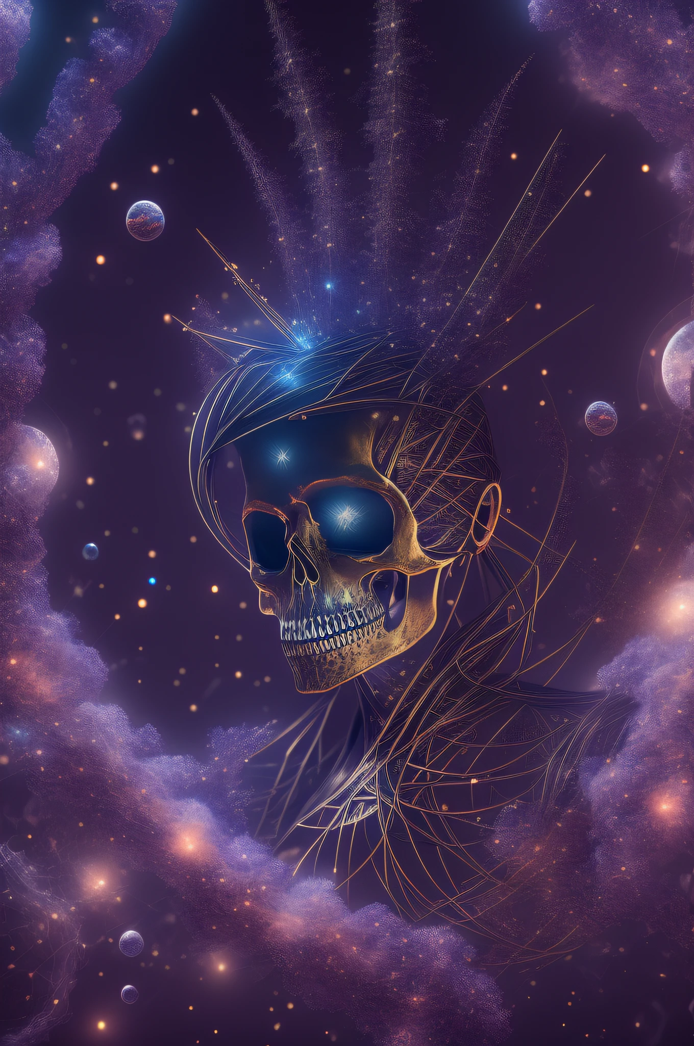 imagem arafada de uma nebula espacial com fundo azul e roxo, nebula, Space quantum death. Deep space, portrait of a cosmic entity, heat death of the universe, psychedelic cosmic terror, surreal space, end of the universe, cosmic horror style, Scenario, paisaje