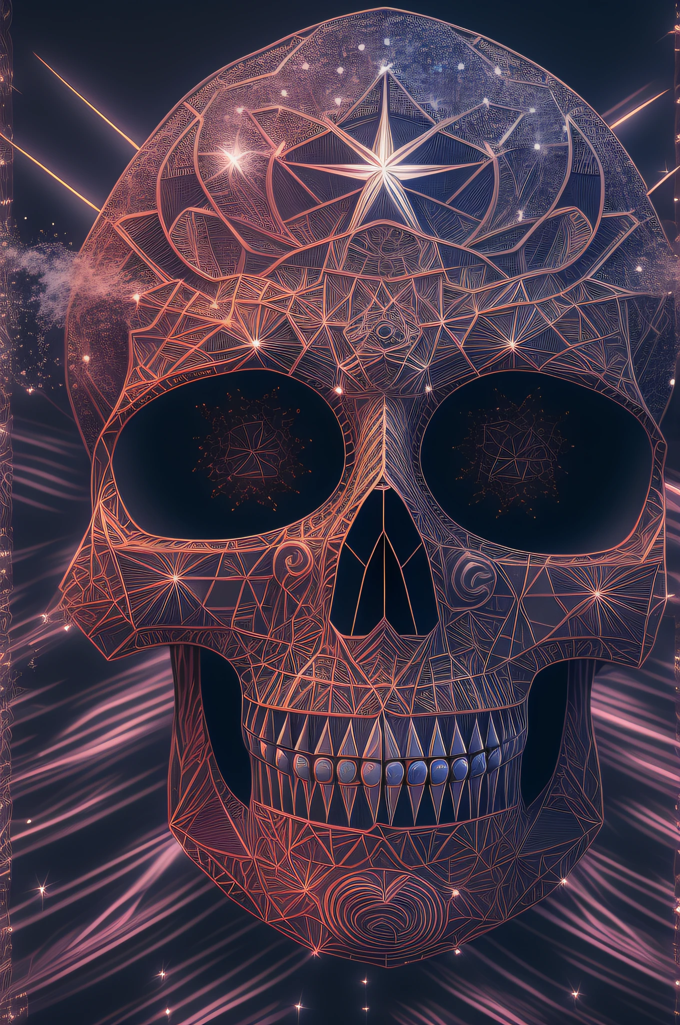 galaxias, spirals, space, Starcloud, stars, Smoke, glitters, intricately details, The shape of a punk skull, full bodyesbian ,rendering by octane, Ultra photo realsisim , rendering by octane, 8K, uplit ,DreamlikeArt