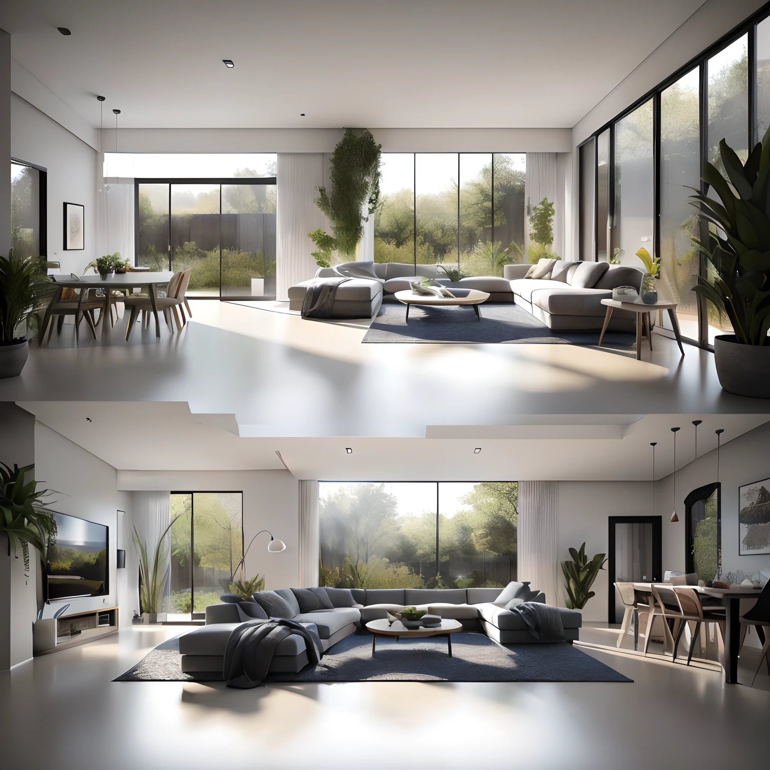 there are two pictures of a living room with a couch and a table, very realistic 3 d render, highly detailed 3d render, highly detailed 3 d render, realistic cgi render, realistic physical rendering, natural realistic render, very realistic render, high quality 3d render, high quality 3 d render, photo realistic render, photorealistic 3 d render