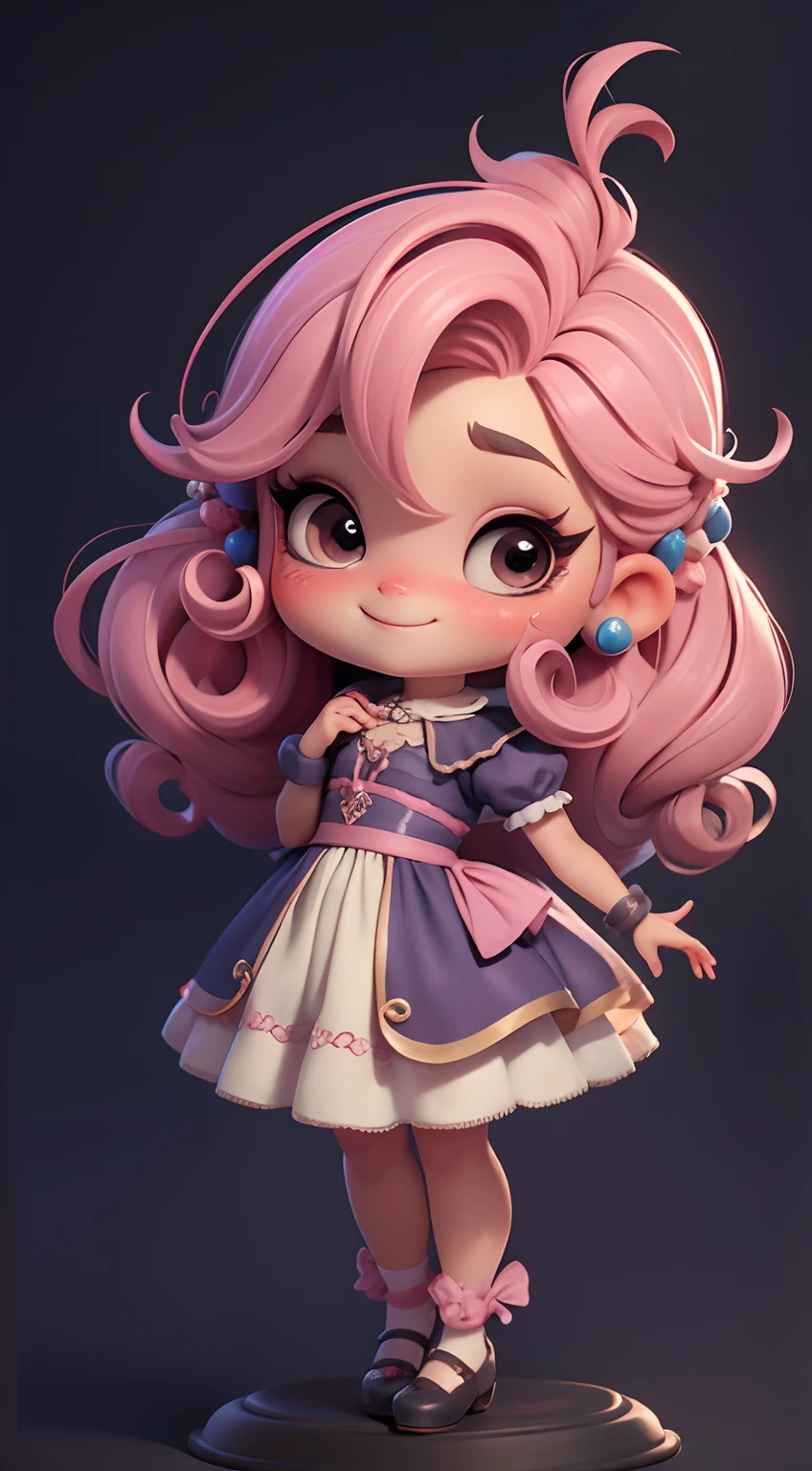 Create an 8K version of the Circus character. Boneca Chibi circu de soleil : Deve ficar charmoso e bonito, Keep the iconic elements of the original character. Circus of Soleil should have a round face with large dimensions, olhos claros, long eyelashes and rosy cheeks. Seu cabelo deve ser longo e tons preto de cor escuro. Vestido bonito: Vestir chibi em um vestido bonito e elegante em tons de rosa e preto . O vestido pode ter babados, renda & detalhes feitos de doces, A reference to the theme Circus . Add loops or ribbons, Para dar um toque de delicadeza. avental & Arco com quepe : Adicione um avental marrom sobre o vestido de Chibi, It is tied at the waist with a thin bow. O avental pode ter pequenos detalhes, como bolsos ou bordados finos. Meias e sapatos bonitos: Complete o look chibi de circo com meias listradas rosa e brancas ou detalhes divertidos. standingn, Coloque sapatos de boneca bonitos, com gravatas ou fivelas. Magic Accessories: Add enchanting accessories to the cirque chibi , como um cupcake no cabelo ou uma tiara com detalhes extravagantes . You can also get your hands on beautiful themed accessories. Certifique-se de adicionar sombras, texturas e detalhes nos cabelos, Chibi cirque de soleil outfits & Accessories, to make it even more charming and charming. Give him a smiling expression and a sweet smile on his face, Capturing the essence of the character in a subtle way, lovely hands, Skull Hands.