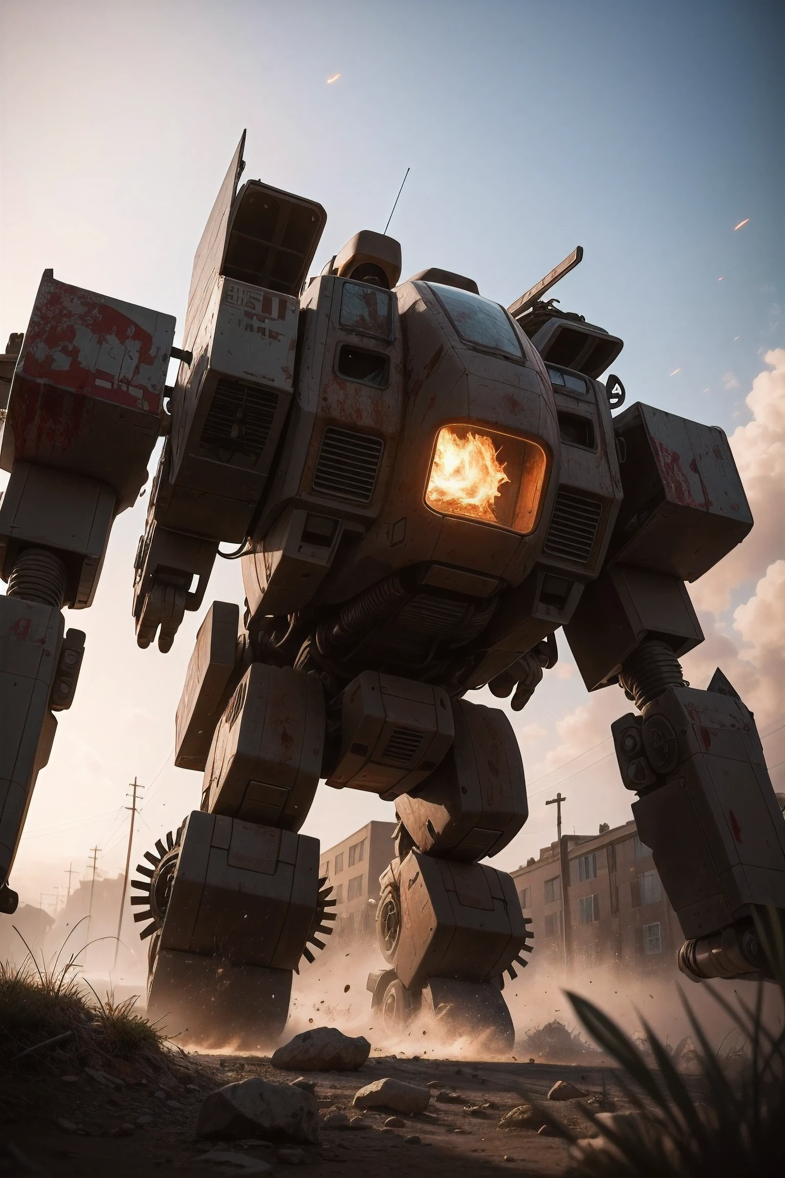 Look up at the perspective,(Digital artwork:1.3)(a sketch:1.1)Octane renders a wasteland,Swirling thick clouds,smog,Flying machines in the sky fierce battle,weed,Dilapidated houses,gravel path,Sunset,dark red color,((A girl in a combat uniform stood in front of the badly damaged and broken mech)),((The girl's long messy hair fluttered,Blood,closeup cleavage)),(Stubborn),(Steadfast),(blood stains at the corners of the mouth),(Messy long hair flying),(((The mech was spattered with blood))),(Mars splashes),((Broken upper body mech,Dropped mech fragments)),(Exposed wires),((Mecha is depicted finely)),(((super-fine))),shot at 8k resolution,petrol liquid,Firelight,Missiles streaked across the sky,weeds,gravel path,blasts,splashart,((Dynamic speed lines:1.2)),Lithography in intricate details,dongh(Light particles:1.2),(game concept:1.3),(depth of fields:1.3),Global illumination,detail-rich,Trends on ArtStation,Epic shooting,Cinematic lighting