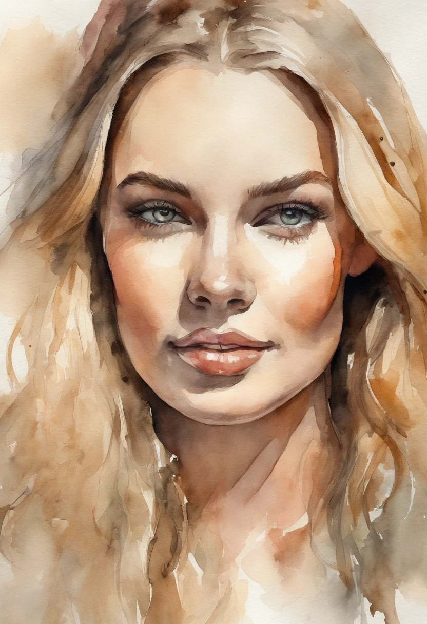 Portrait of a very beautiful young woman, mollig, blondes Haar,  Nackt mit dem Finger im Mund. highest  quality