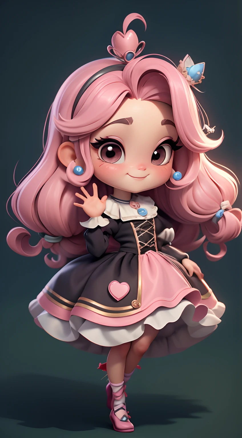 Create an 8K version of the Circus character. Boneca Chibi circu de soleil : Deve ficar charmoso e bonito, Keep the iconic elements of the original character. Circus of Soleil should have a round face with large dimensions, olhos claros, long eyelashes and rosy cheeks. Seu cabelo deve ser longo e tons preto de cor escuro. Vestido bonito: Vestir chibi em um vestido bonito e elegante em tons de rosa e preto . O vestido pode ter babados, renda & detalhes feitos de doces, A reference to the theme Circus . Add loops or ribbons, Para dar um toque de delicadeza. avental & Arco com quepe : Adicione um avental marrom sobre o vestido de Chibi, It is tied at the waist with a thin bow. O avental pode ter pequenos detalhes, como bolsos ou bordados finos. Meias e sapatos bonitos: Complete o look chibi de circo com meias listradas rosa e brancas ou detalhes divertidos. standingn, Coloque sapatos de boneca bonitos, com gravatas ou fivelas. Magic Accessories: Add enchanting accessories to cirque chibi , como um cupcake no cabelo ou uma tiara com detalhes extravagantes . You can also get your hands on beautiful themed accessories. Certifique-se de adicionar sombras, texturas e detalhes nos cabelos, Trajes Chibi Cirque de Soleil & Accessories, to make it even more charming and charming. Give him a smiling expression and a sweet smile on his face, Capturing the essence of the character in a subtle way, lovely hands, Skull Hands.