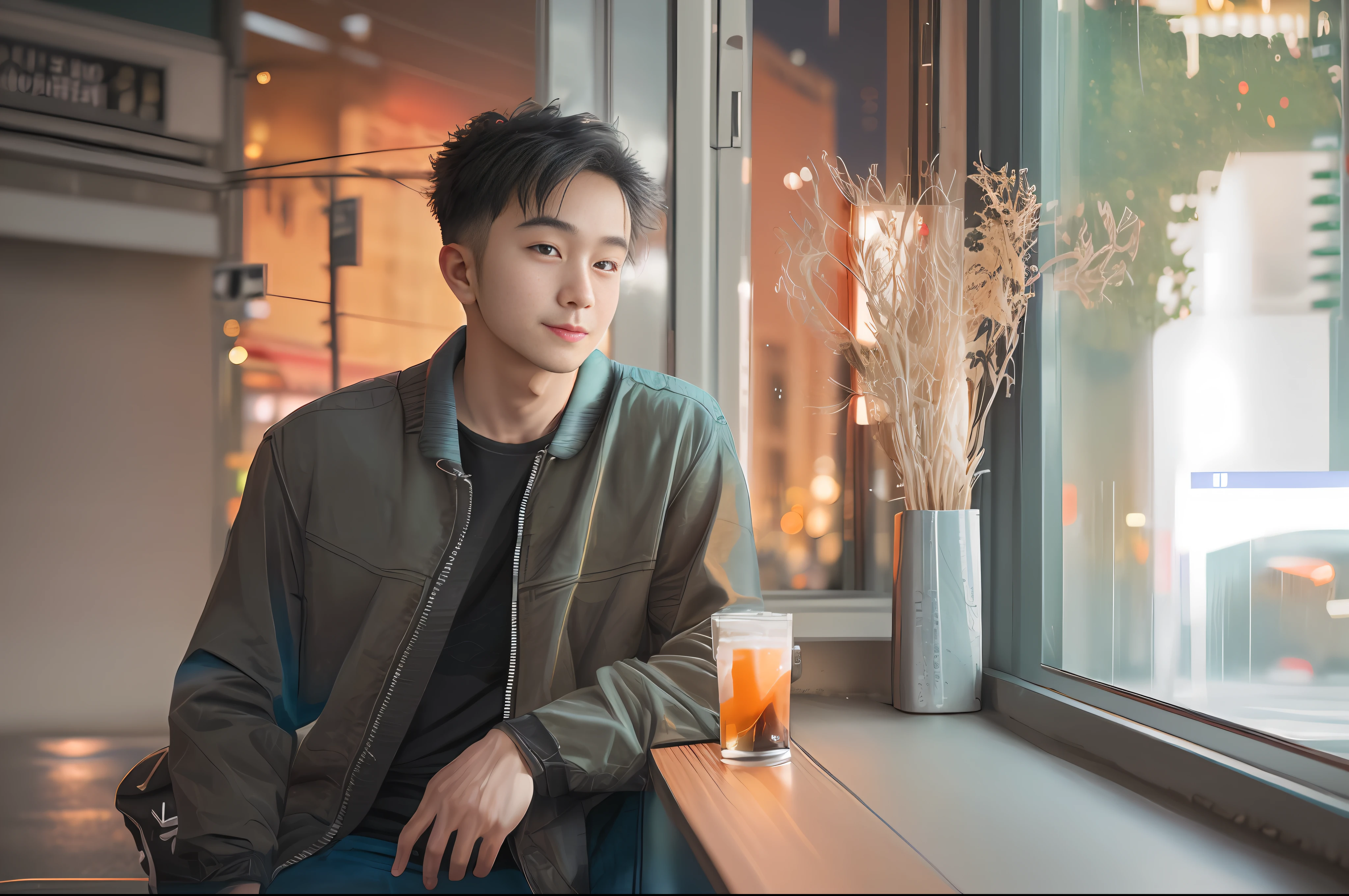 RAW photo, a portrait photo of 25 y.o man in casual clothes, night, city street, (high detailed skin:1.2), 8k uhd, dslr, soft lighting, high quality, film grain, Fujifilm XT3