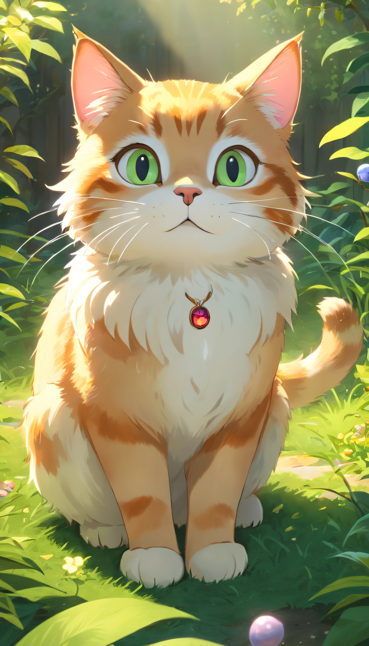 (top-quality,4K,8K,hight resolution,​masterpiece:1.2),ultra-detailliert,(realist,Photorealista,Photorealista:1.37),Beautiful fece,A detailed eye,Detailed lips,ighly detailed,Beautiful fece,Playful cat in the garden,brightened light,brightened light,Magic lighting,Adorable 3D rendering,Nice artwork,Nice bright lights,Stunning bright light,beautiful digital art,Lovely digital art,Adorable cat,Capricious cat,Enchanting bright light,Glossy digital art,Beautiful and shining creatures,Adorable whimsical cat,magic scenes