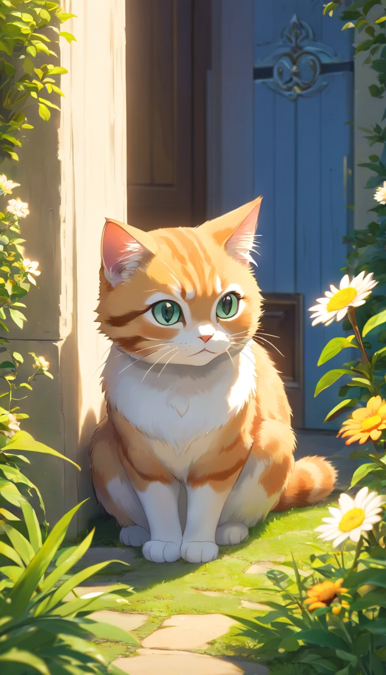 (top-quality,4K,8K,A high resolution,tmasterpiece:1.2),ultra - detailed,(Realist,Photorealist,Photorealist:1.37),Beautiful fece,A detailed eye,Detailed lips,The is very detailed,Beautiful fece,Naughty cat in the garden,brightened light,brightened light,magic lighting,Cute 3d rendering,Beautiful artwork,Nice bright lighting,Amazingly bright light,beautiful digital art,adorable digital art,Cute cat,Capricious cat,Charming bright light,Glamorous digital art,Beautiful and shiny creatures,Cute whimsical cat,Magic scenes