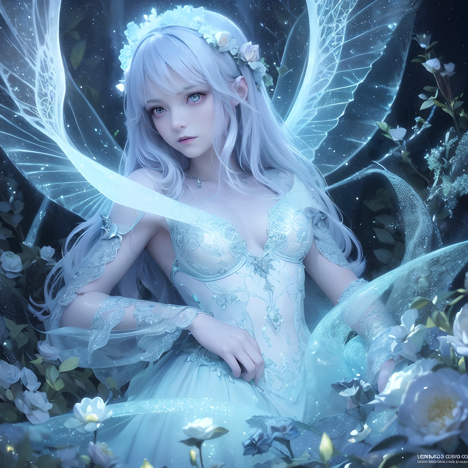 Rose Leslie Woman as a Fairy,(Highly detailed:1.2),(Best Quality:1.2),(8K:1.2),(Subsurface scattering:1.1),award - winning photo,professional portrait photo,(Close Shot:1.1) (glowing bioluminescent forest:1.2),Rainbow Fairy Wings,sultry expression (Very detailed background:1.2),(magical fantasy:1.0), (knollingcase:1.1),(analog style:1.1),(Modelshoot style:1.2),Dramatic Lighting