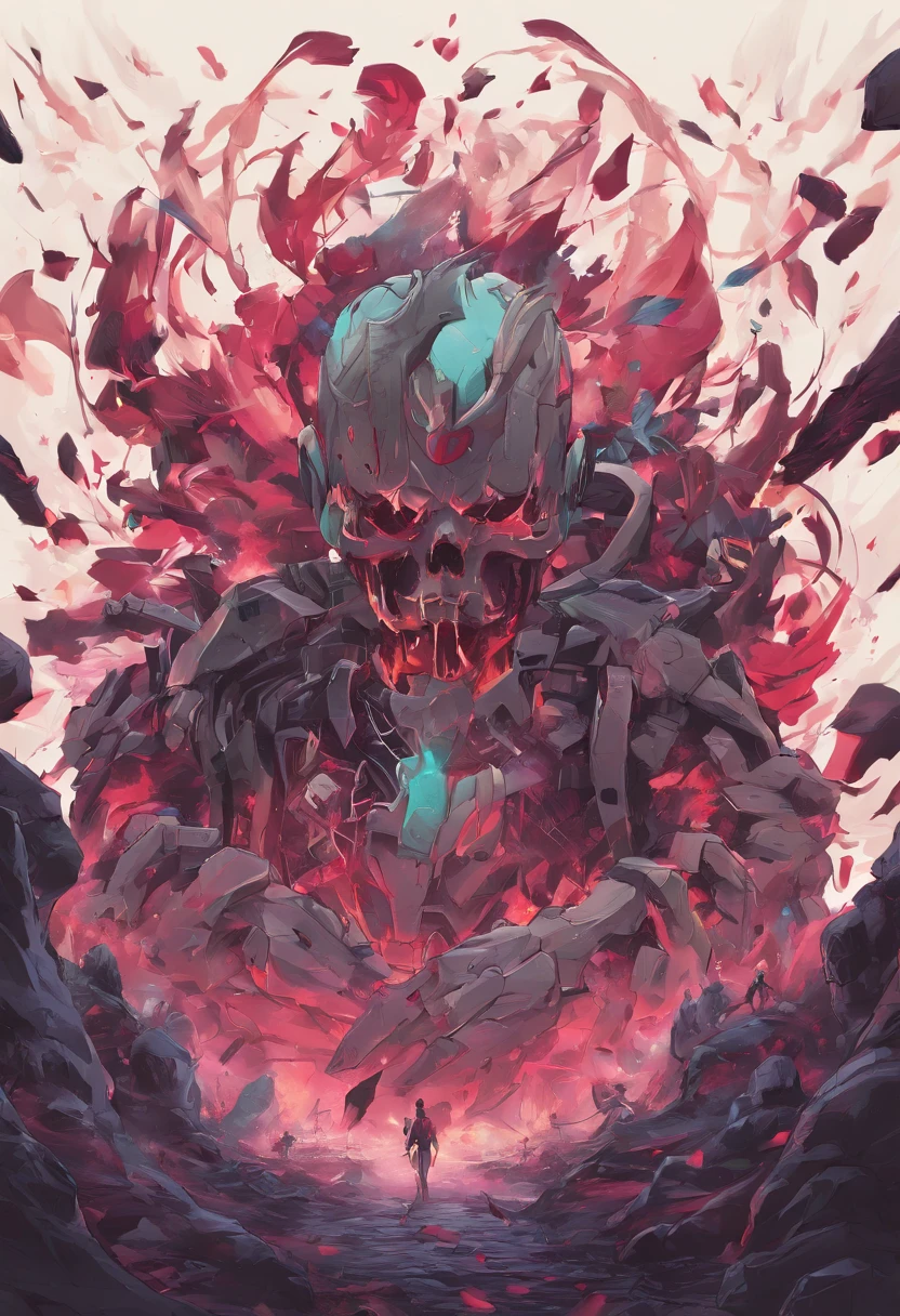 Head Loud Scream, A heart torn by hands, Brain Explodes, Графика Genshin Impact,  , Detailed Illustration, & Retro Style