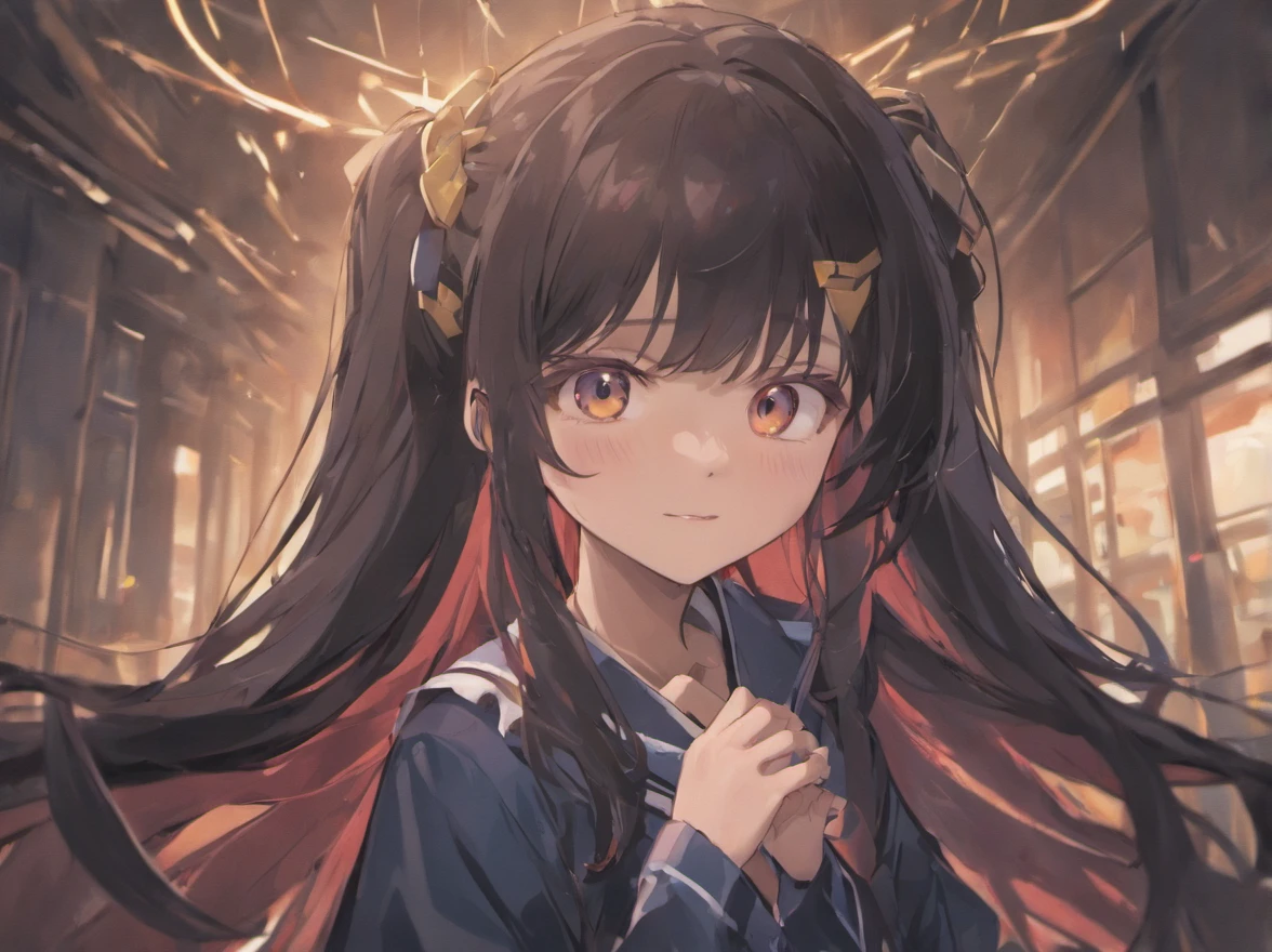 Cute Dainty Long Hair Beautiful Eyes Black Hair 1girl Smile Uniform School