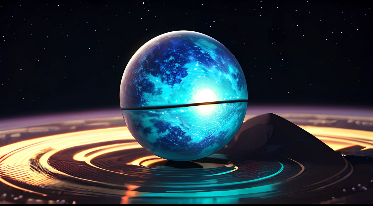 (a flat world filled with precious gemstones, planets, octane render, surrealistic)