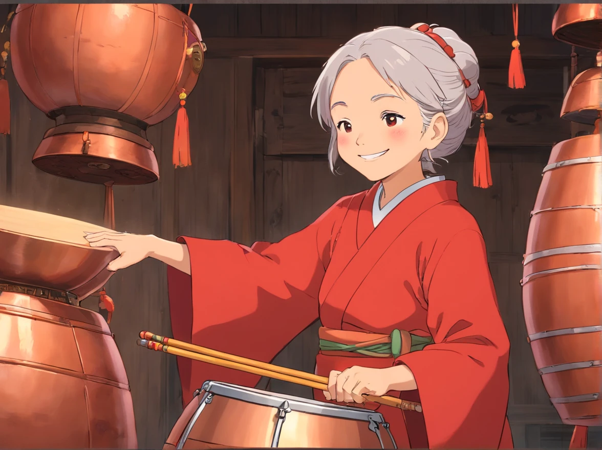 Grandmother in red（ssmile）：Of course，My 。The copper drum symbolizes strength in Zhuang culture、Unity and glory