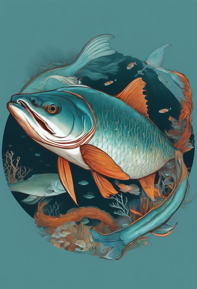 Medium-sized fish(Such as mullet) Obvious mullet characteristics Deep sea pollution Radioactive waste Ecosystem collapse Broken food chains Unnatural colors Rethinking our behavior Missing fins Realism