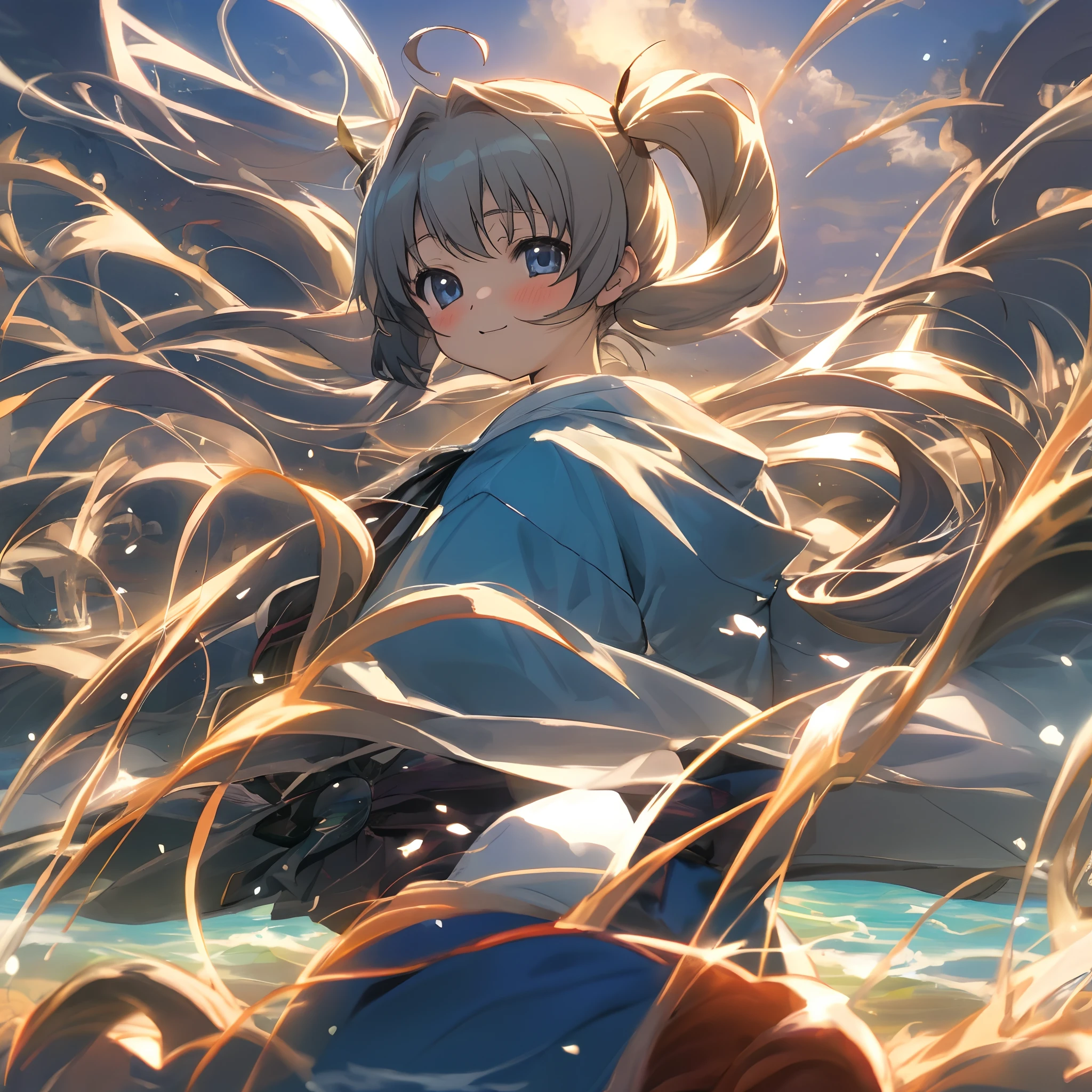 Twin-tailed、girl with、animesque、Adults