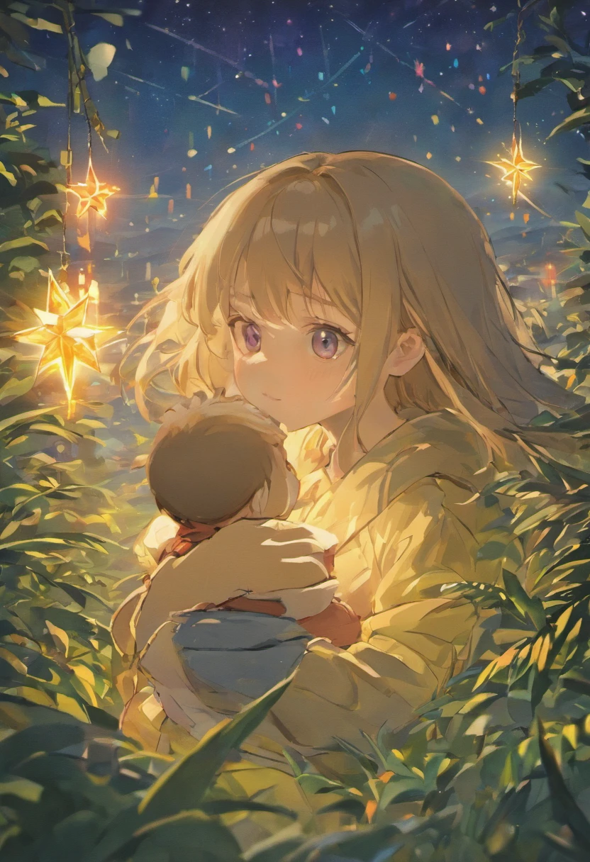 la noche,en rosa,Fuegos artificiales por todo el cielo,Heart-shaped bubbles,Parejas infantiles,caricaturesco,Chubby girl and boy hugging,Bright fireflies around,,lindo y lindo,childrens illustration,Efectos de resplandor,Efecto Dingdall,Profundidad de campos,Luz alta,Luz real,Trazado de rayos,OC renderizado,hyper-realistic,Mejor calidad,8k,Obras de maestros,Super-fino,Old pubic detailed,anatomy correct,sharp focus on eyes,Bokeh,Los rasgos faciales se representan cuidadosamente