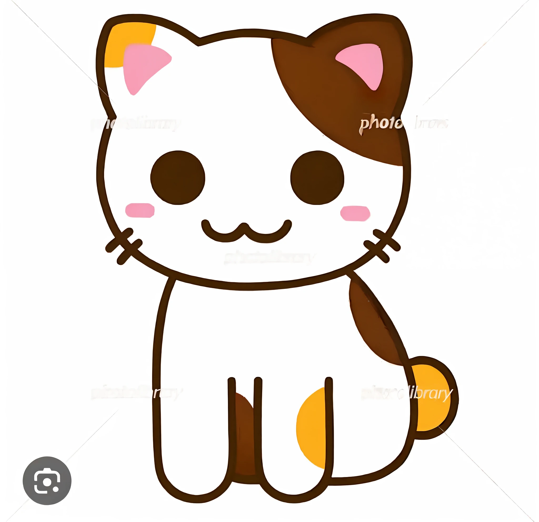 Cartoon cat with yellow and white face, Cute cat, a cute little cat, anime cat, cute cat photo, Cute cat, calico, cute single animal, cartoonish cute, the cat is smiling, Someone, anime visual of a cute cat, cat design,White with yellow spots, super cute and friendly, illustration of a cat on it