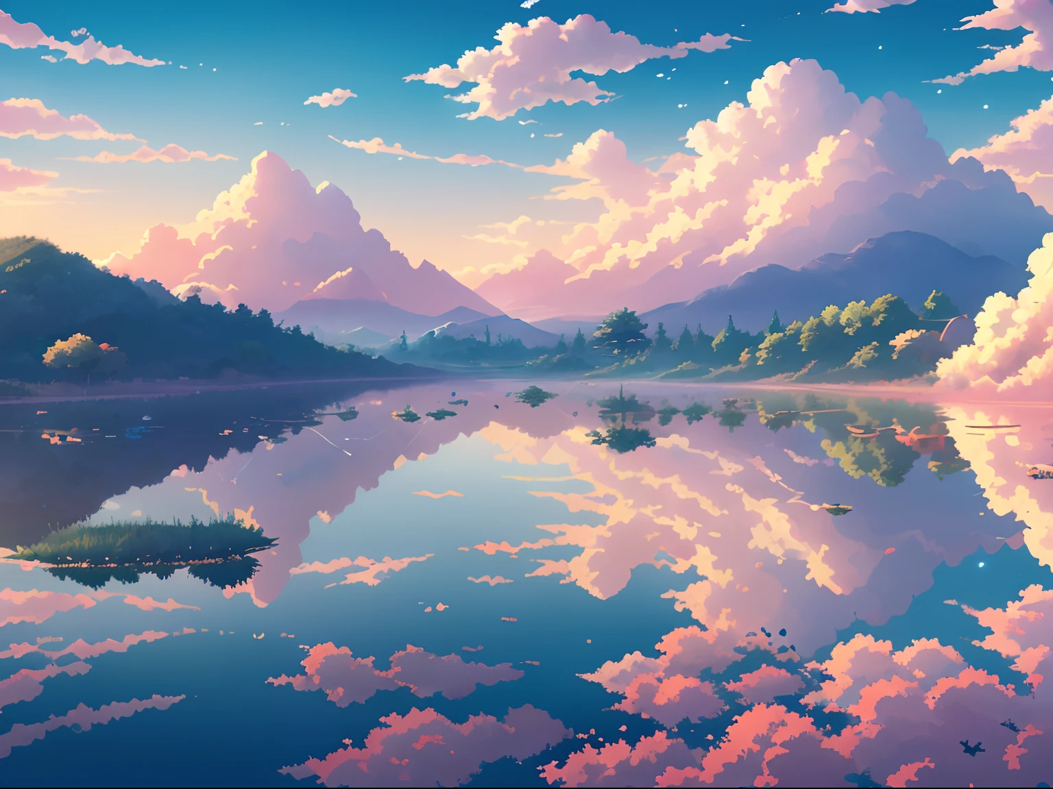 Anime train on sky background、Beautiful and harmonious scene、Exquisite animations、lush detail(Width is 672)、hightquality、Transparency 4K、Artistic 4k wallpapers、Stunning anime scenery、8k Art wallpaper。