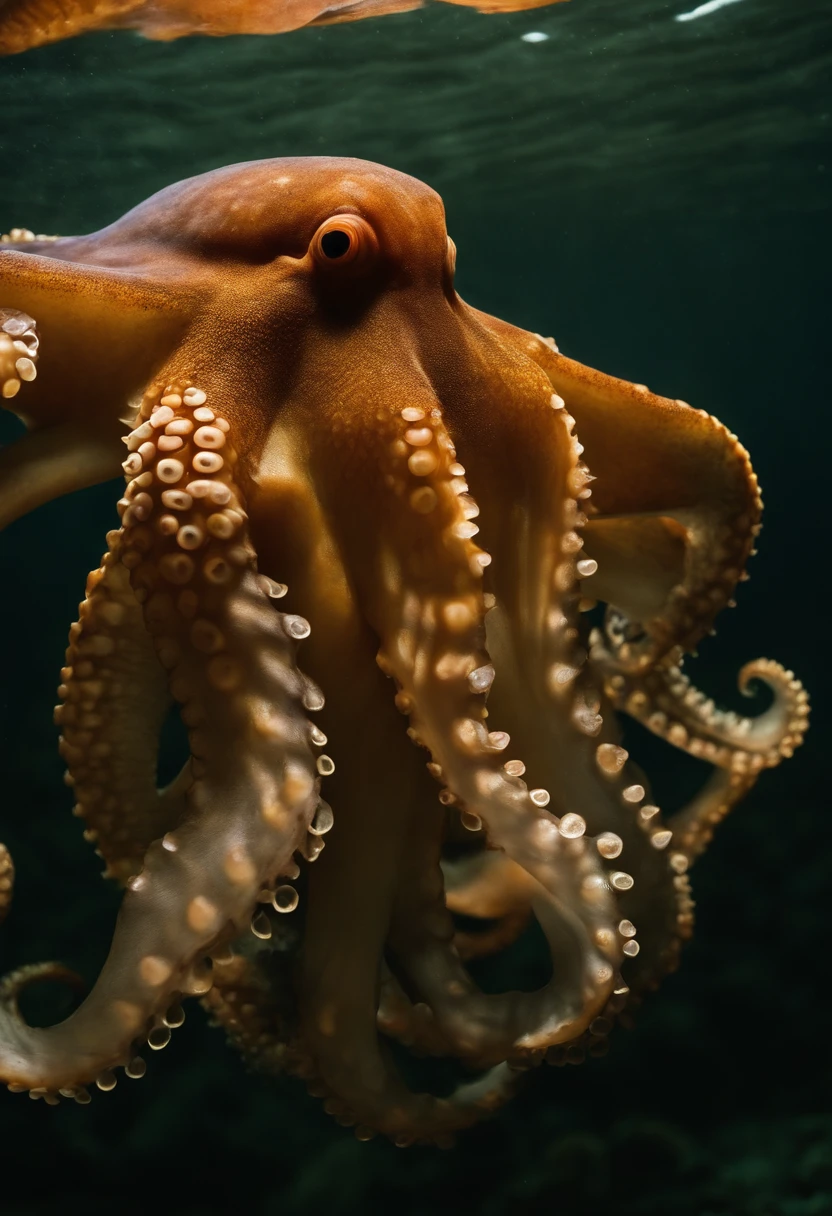 Octopus Distinct octopus characteristics Deep sea pollution Radioactive waste Ecosystem collapse Broken food chain Unnatural colors Rethinking our behavior Missing fins Realistic photography External forms of sore tumors