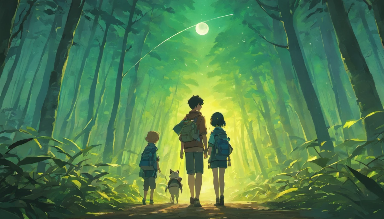 A s pathfinder scout vietnam brother protect younger boy brother were lost in the forest from the animals and see the moon at night