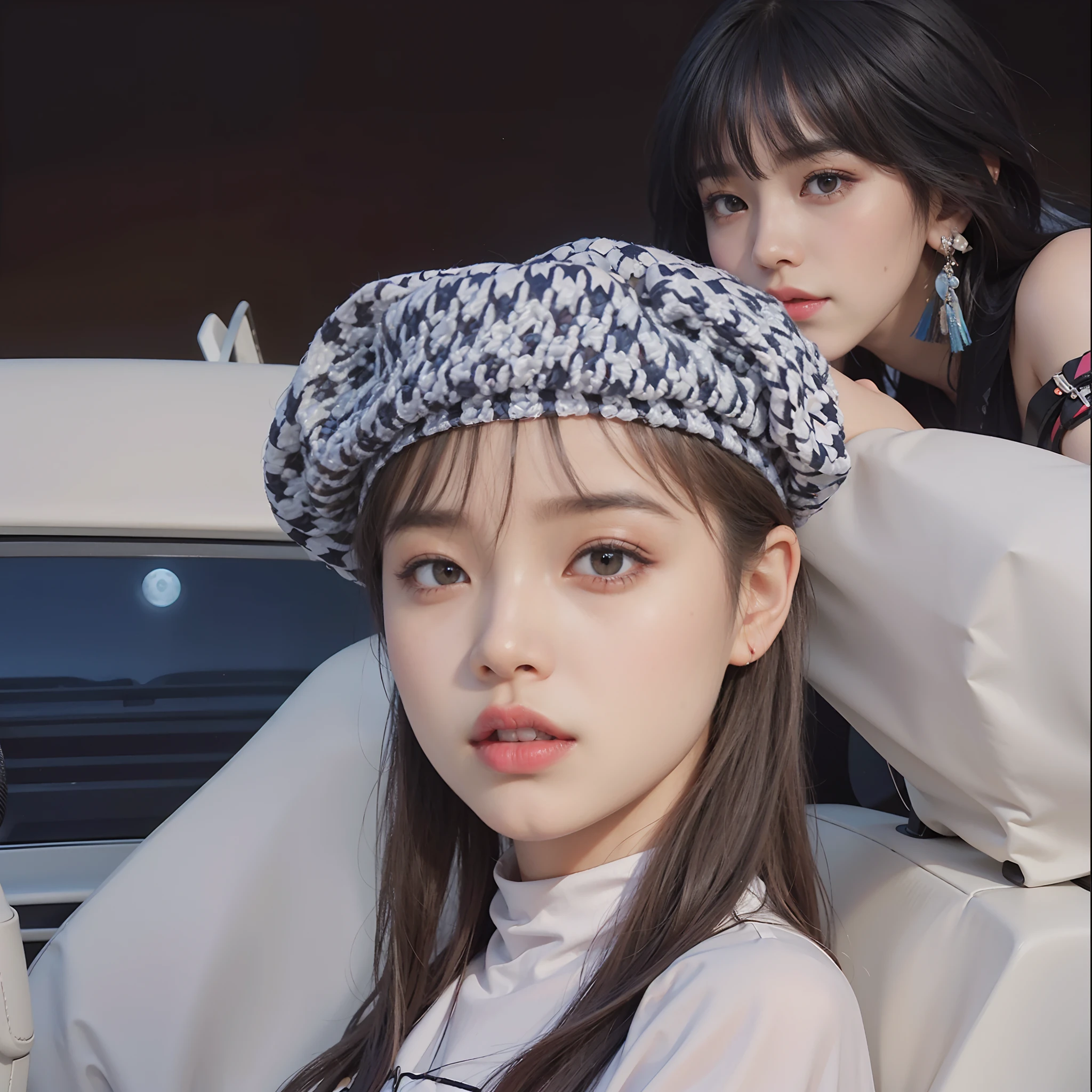 Hay dos chicas sentadas en un coche con sombreros, Lalisa Manobal, Lalisa Manoban de Blackpink, KDA y Sam Yang, Capturado con Canon EOS R 6, Fanart oficial, Retrato de Jossi de Blackpink, Ilustraciones oficiales, imagen de muy muy muy baja calidad, Iu, Imagen tomada con Canon EOS R5, Imagen tomada con Canon EOS R 5, JIA