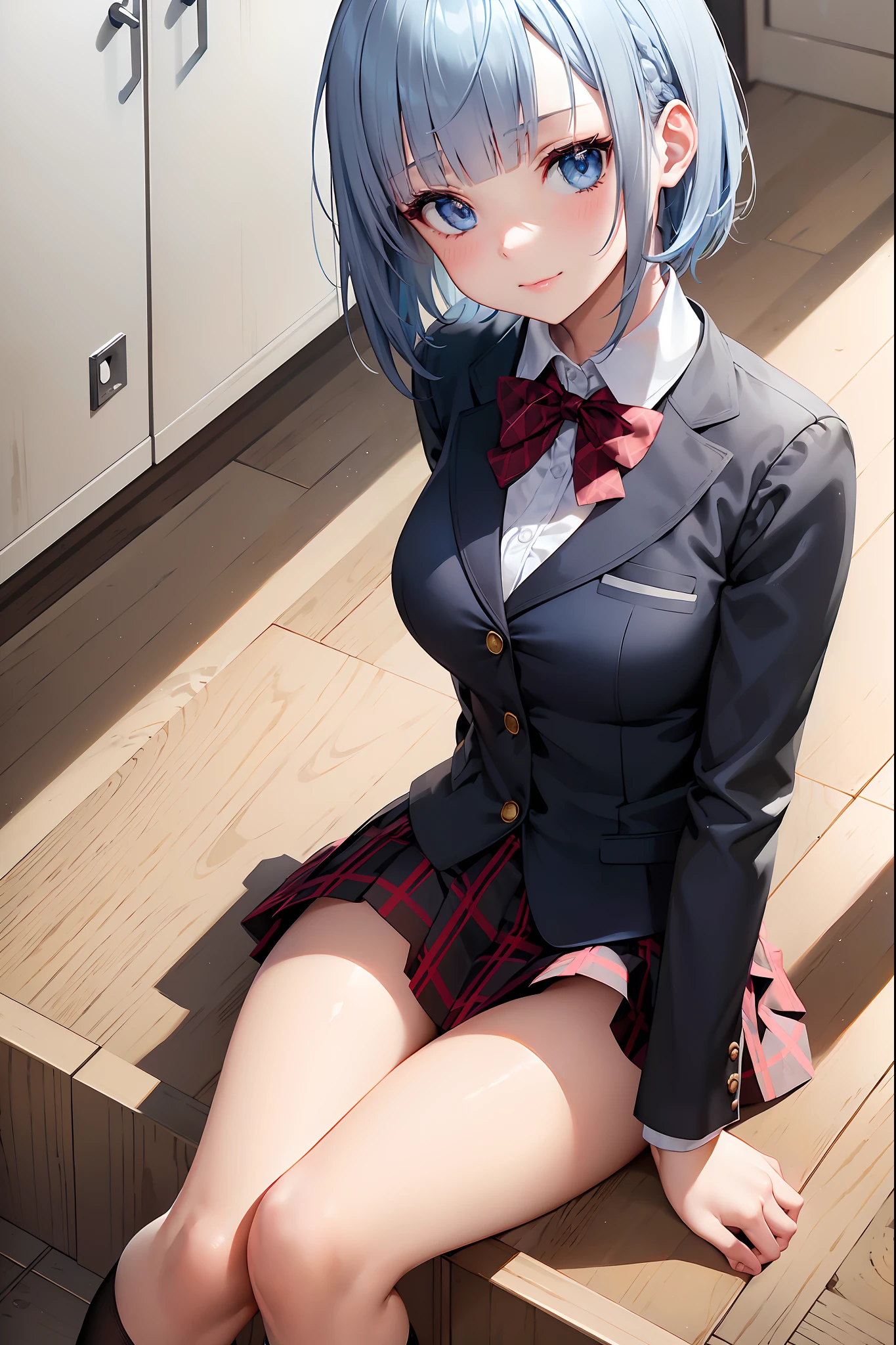 (highest quality, High resolution:1.2), (spread your legs:1.9),(raise your legs),(lie down on the lux sofa:1.7),(love hotel:1.7),(NSFW:1.3),((A girl trembling at sexual climax))、(Flipping up a skirt to show underwear:1.3)、(((school uniform)))、 fine and beautiful eyes, blue hair、short hair、Rezero Rem、Rem's thick and beautiful lips, highly detailed eyes and face, long eyelashes, Moderately:Oil, bright colors, HDR, studio lighting, Ultra-fine painting, sharp focus, Physically based rendering, extreme details, portrait, curved body, Moderately胸, perfect shape, face-to-face audience, sweaty, nice, half body photo, displayed in full frame, lace sexy underwear,baby doll,outdoors、in the crowd、wet clothes
