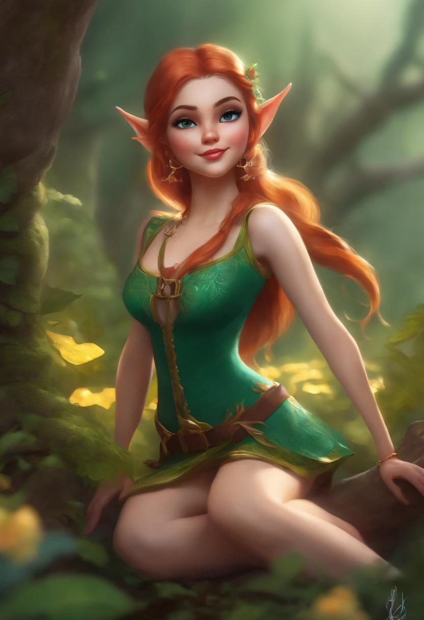 Cute elf girl is lifting her hips and feeling good