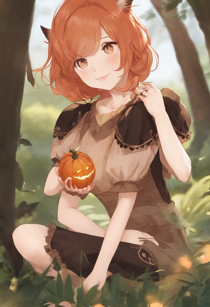 (Aki Minoriko), Mob cap, grapes, grape hat ornament, wide sleeves, shirt, skirt, apron, huge breasts, seductive smile, short hair, red eyes, thick eyelashes, wide hips, {{{Masterpiece}}}, {{{detailed}}} {{{high Resolution}}}, colorful, {{{cinematic lighting}}}, {{detailed}}, 4K, Touhou, autumn, autumn forest, 1girl, cute, sexy, ((breasts out)), covered, ecchi, ass, thick thighs