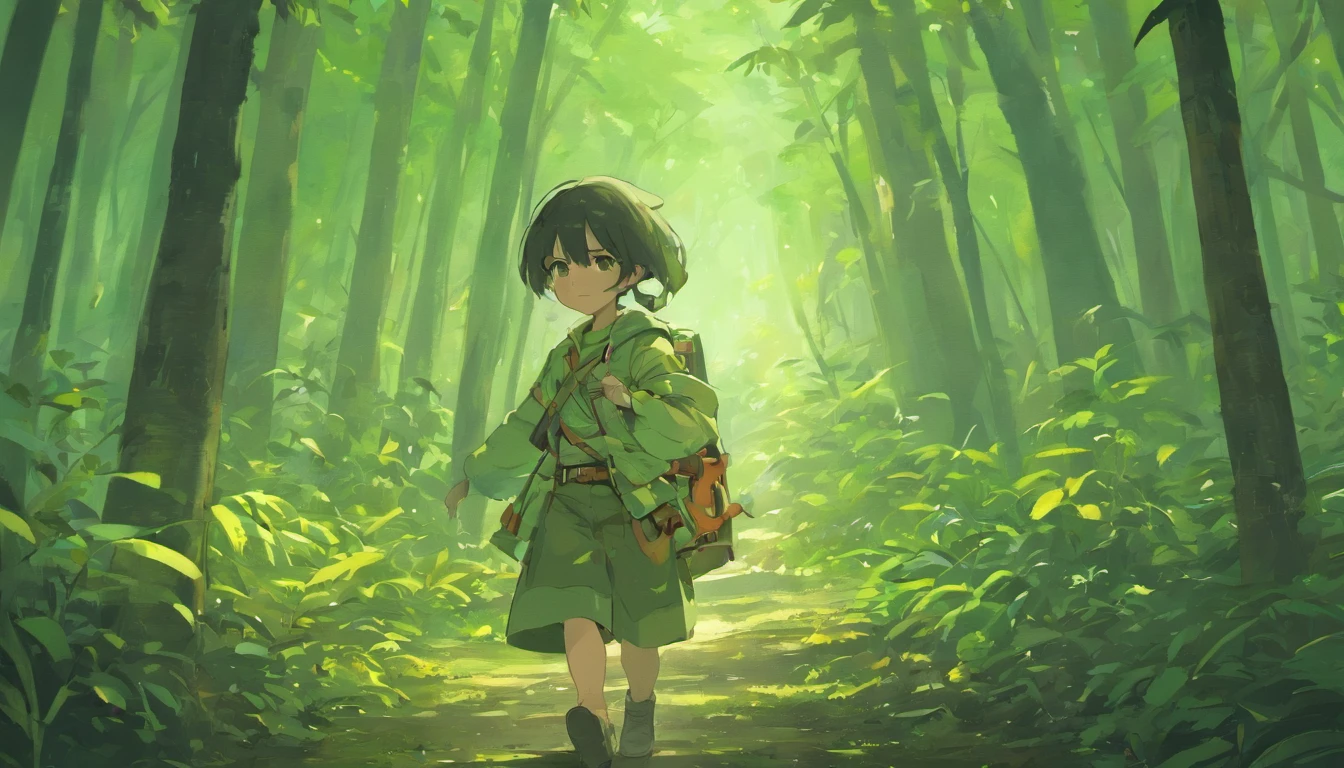 A s pathfinder scout vietnam brother protect younger boy brother were lost in the forest from the animals and see the moon and have a tent at night