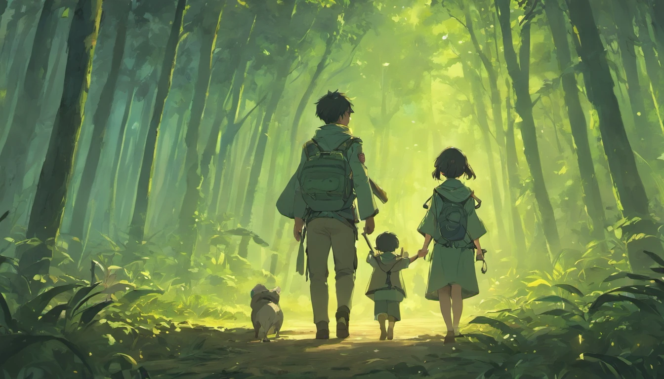 A s pathfinder scout vietnam brother protect younger boy brother were lost in the forest from the animals and see the moon and have a tent at night